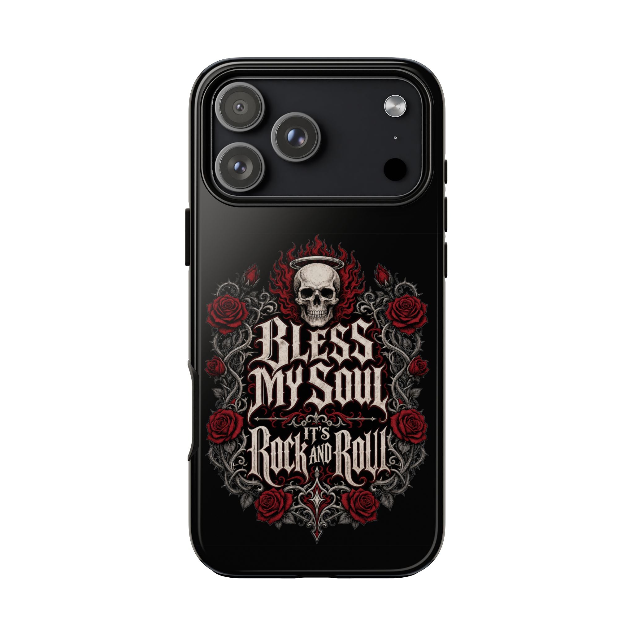 Bless My Soul Rock and Roll Phone Case — Gothic Skull & Roses Tough Case
