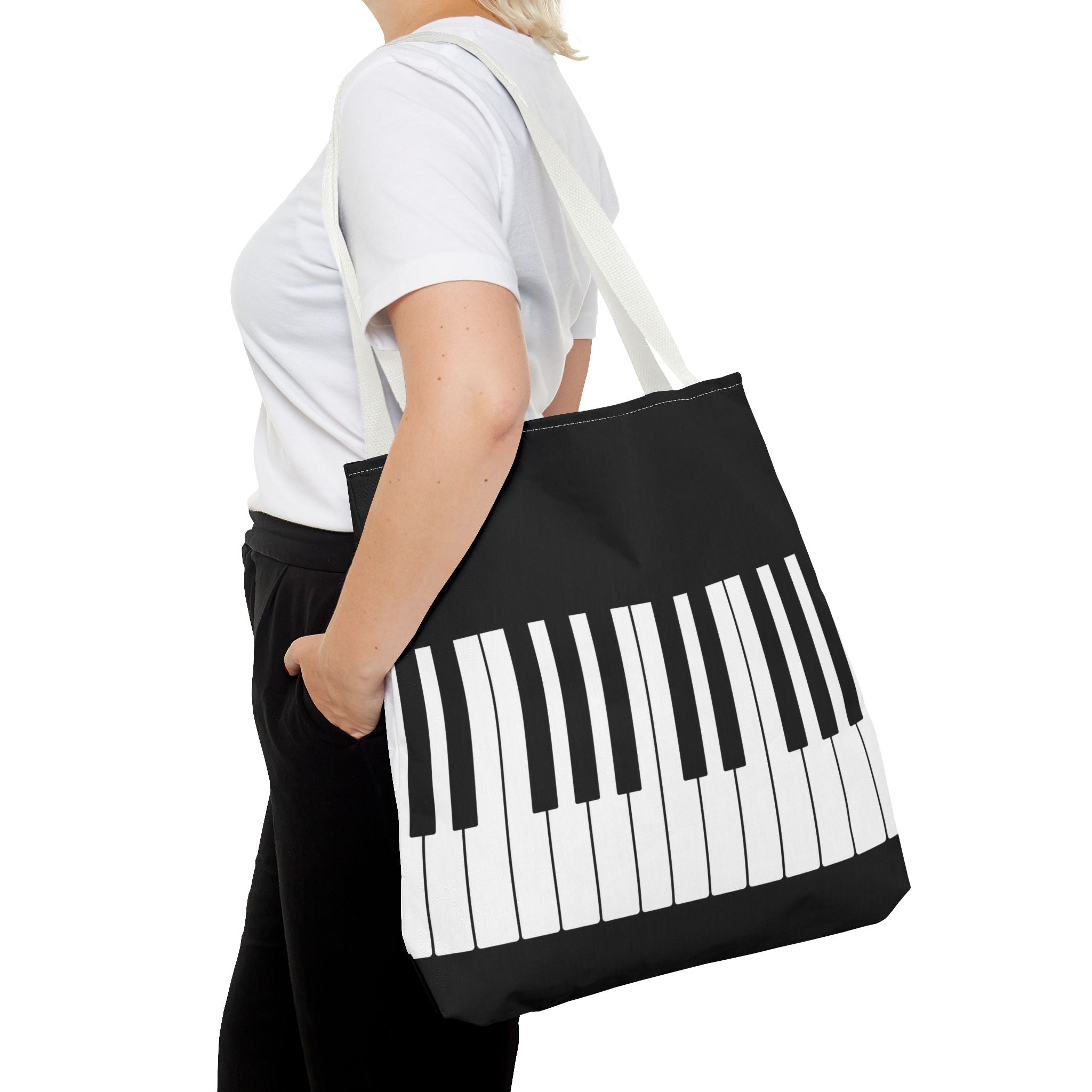 Piano Keys Tote Bag - Musician Keyboard Print Canvas Tote