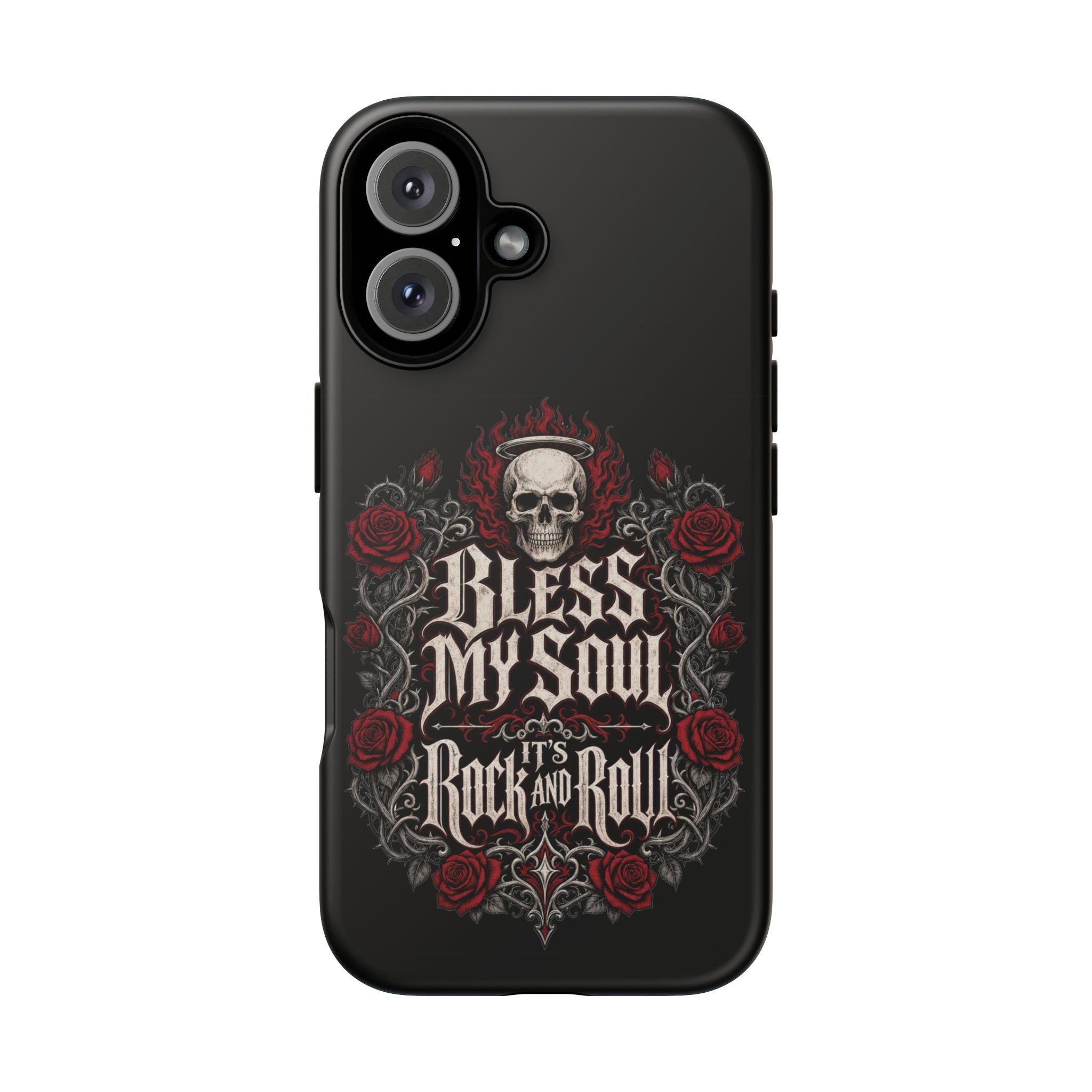 Bless My Soul Rock and Roll Phone Case — Gothic Skull & Roses Tough Case