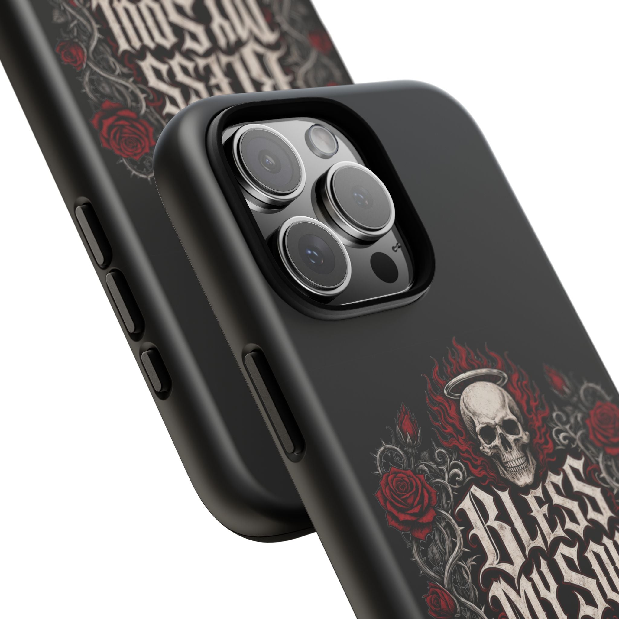 Bless My Soul Rock and Roll Phone Case — Gothic Skull & Roses Tough Case
