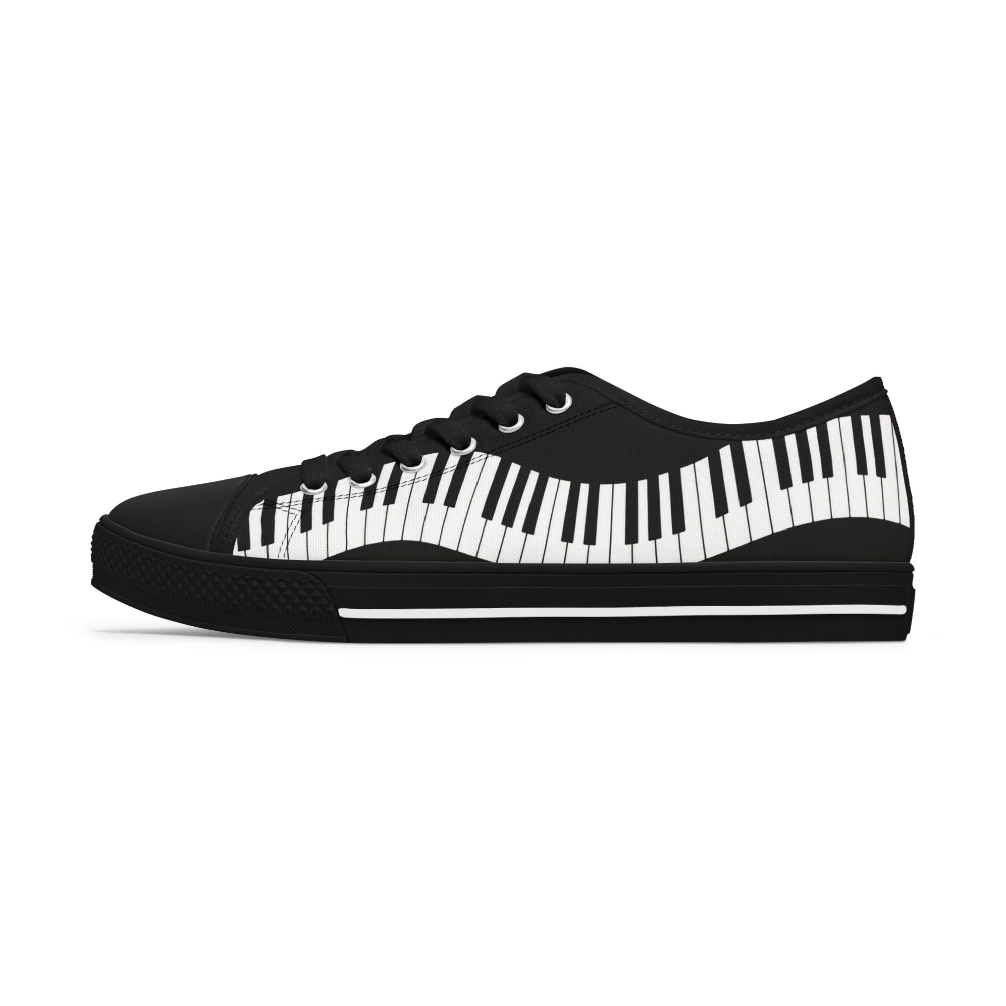 L Piano Keys Low Top Sneakers — Women's Music Lover Canvas Shoes