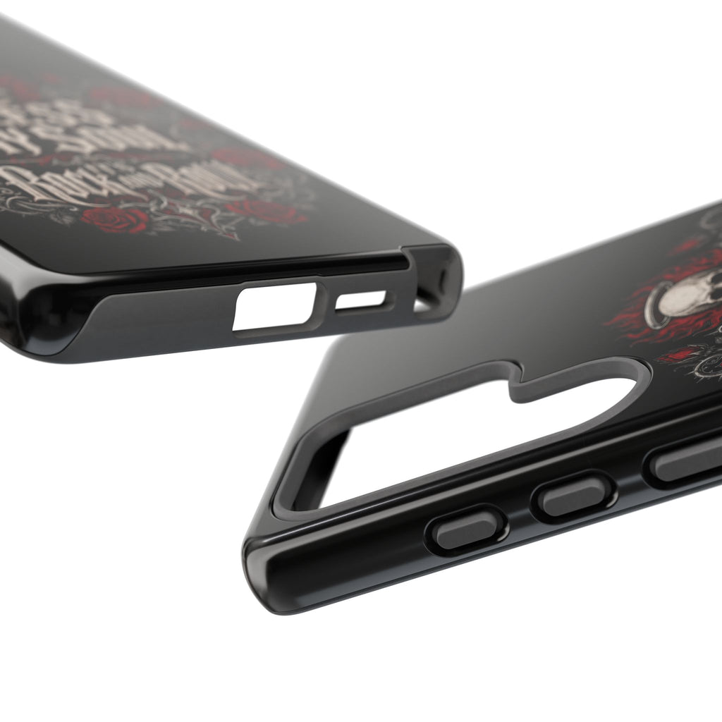 Bless My Soul Rock and Roll Phone Case — Gothic Skull & Roses Tough Case