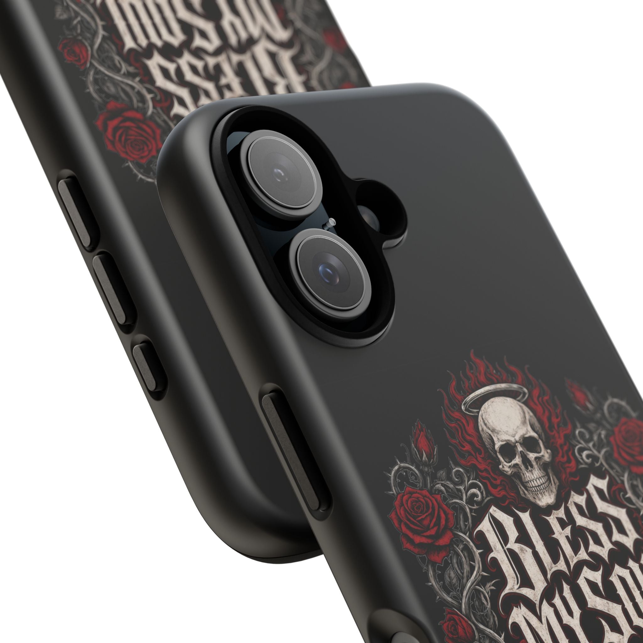 Bless My Soul Rock and Roll Phone Case — Gothic Skull & Roses Tough Case
