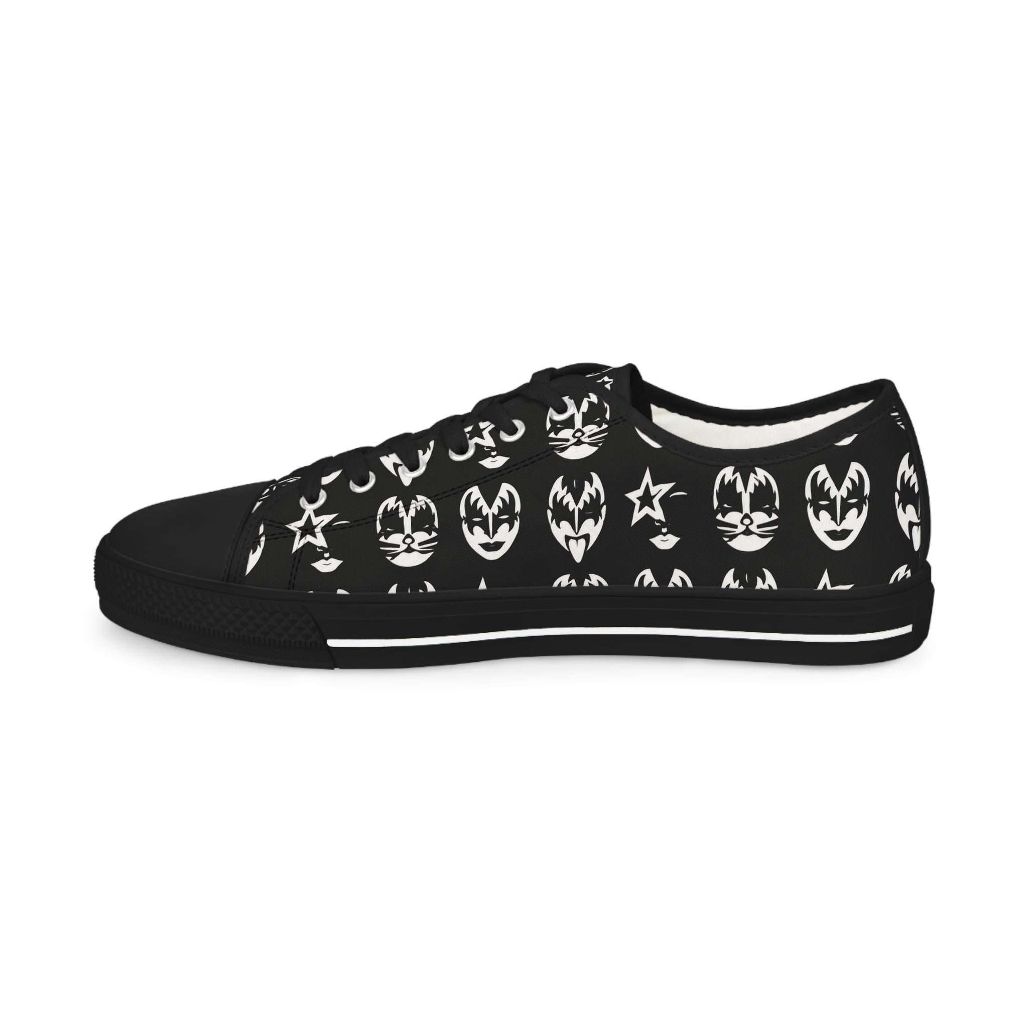 Kiss tribute Pattern Men's Low Top Sneakers — Black Rock Skate Shoes