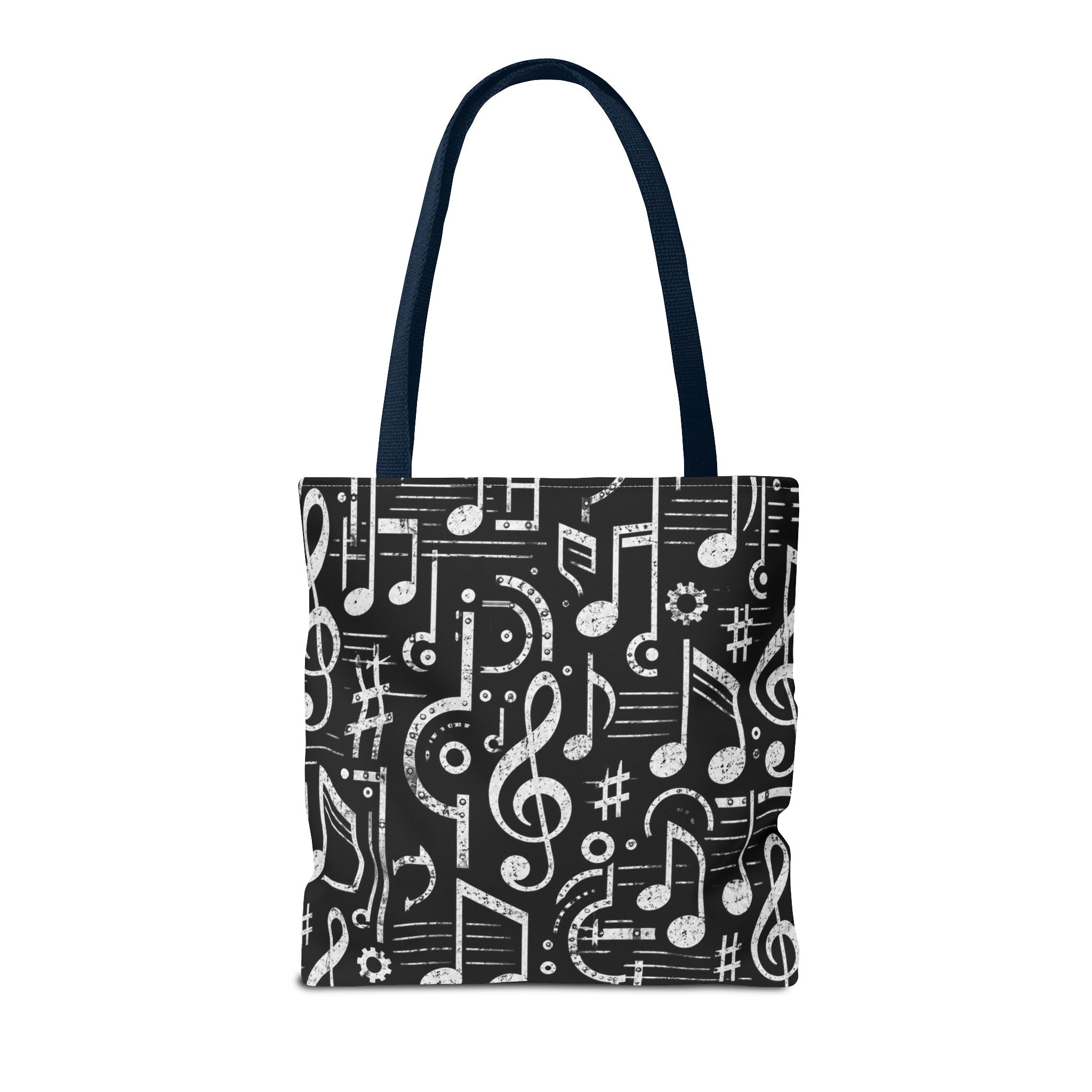 Musical Notes Pattern Tote Bag – Black & White Music Lover AOP Tote