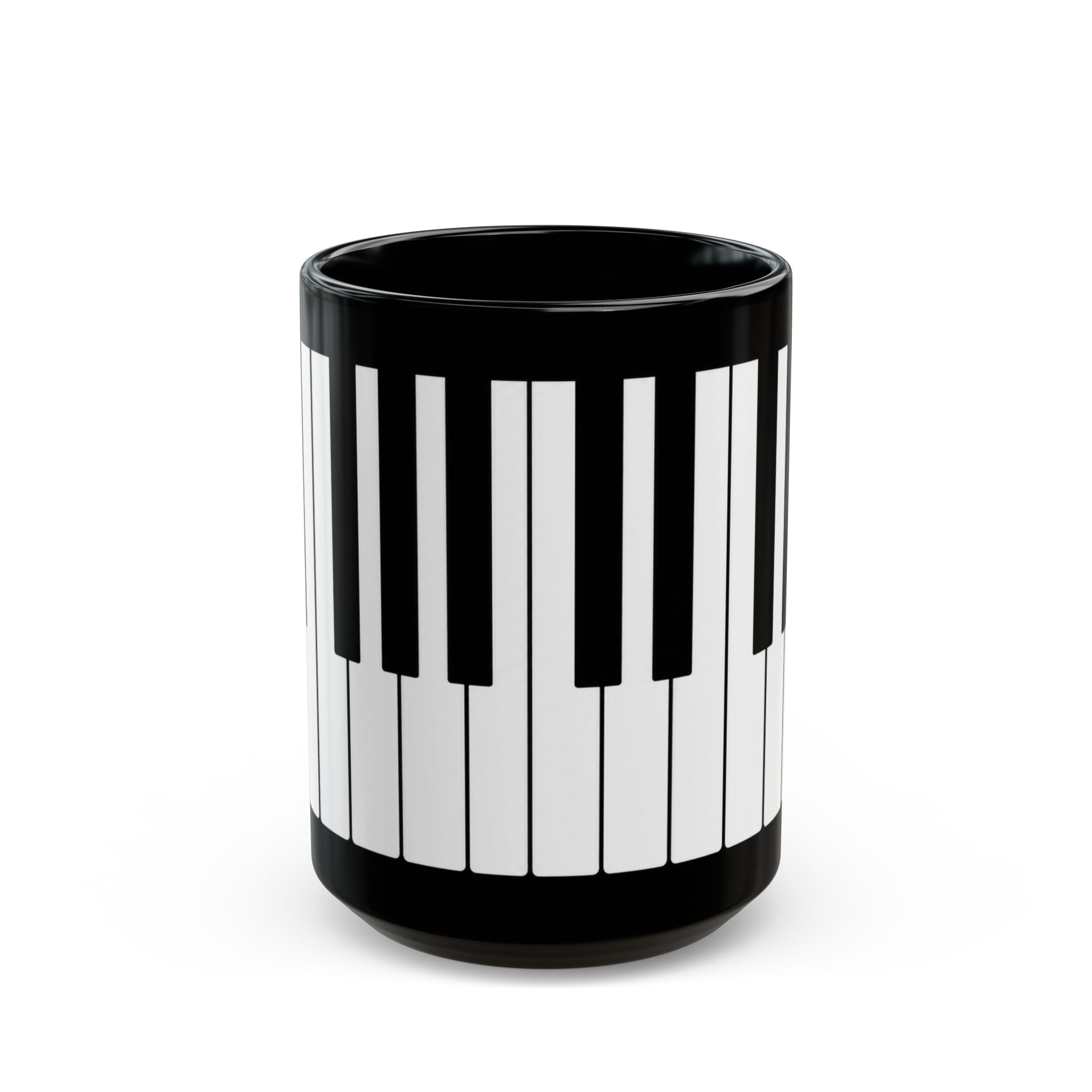 Piano Keyboard Black Coffee Mug – Musician Gift, 11oz & 15oz