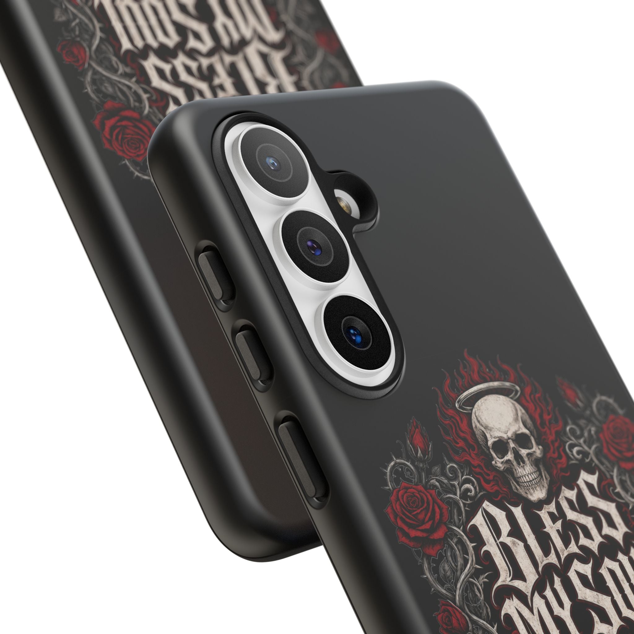 Bless My Soul Rock and Roll Phone Case — Gothic Skull & Roses Tough Case