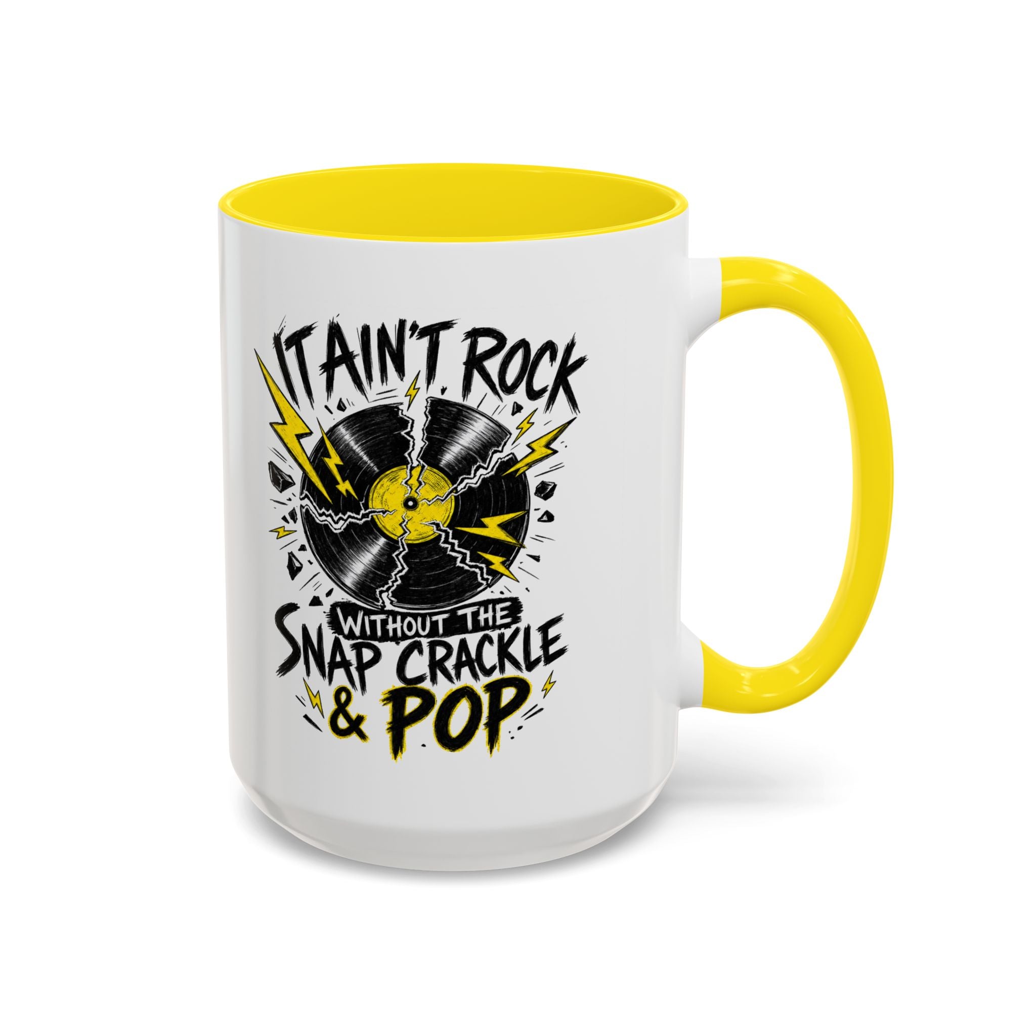 Coffee Mug — "It Ain't Rock Without the Snap Crackle & Pop" Retro Vinyl Accent Mug