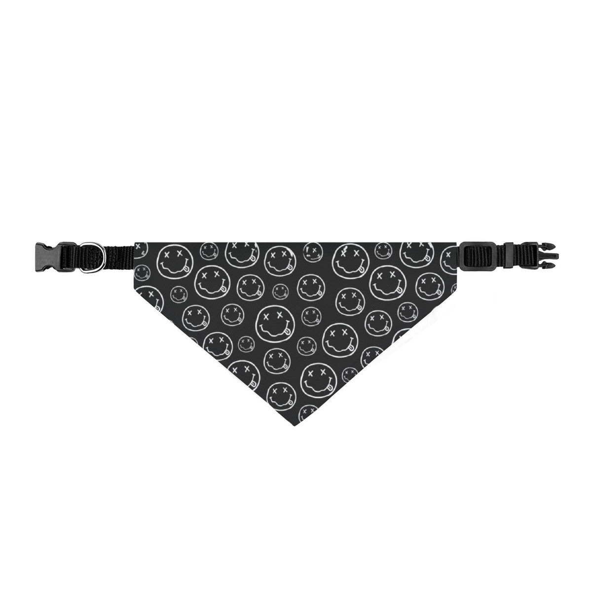 Clip-On Pet Bandana — Dark Nirvana Smiley Face Pattern Collar Accessory