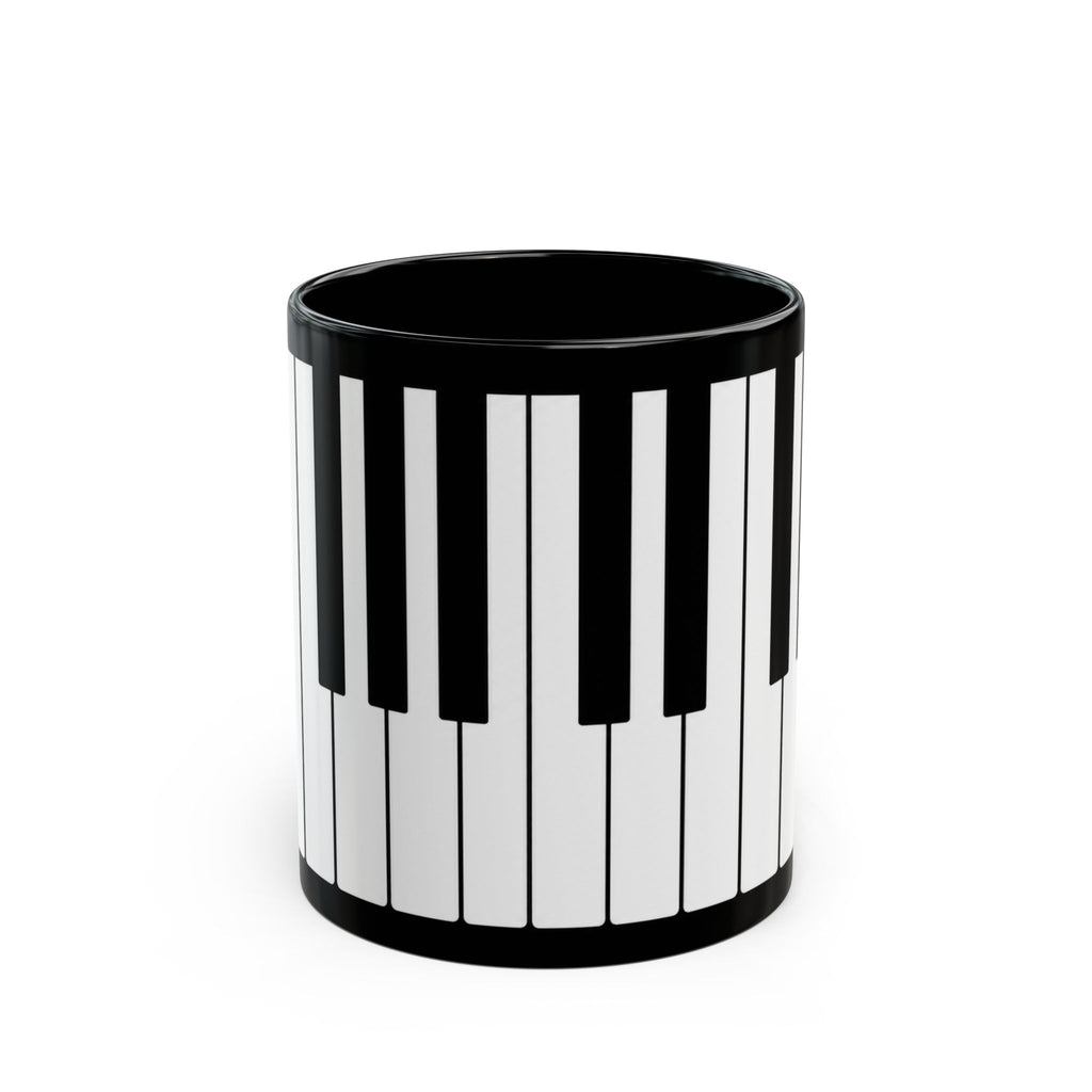 Piano Keyboard Black Coffee Mug – Musician Gift, 11oz & 15oz