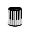 Piano Keyboard Black Coffee Mug – Musician Gift, 11oz & 15oz