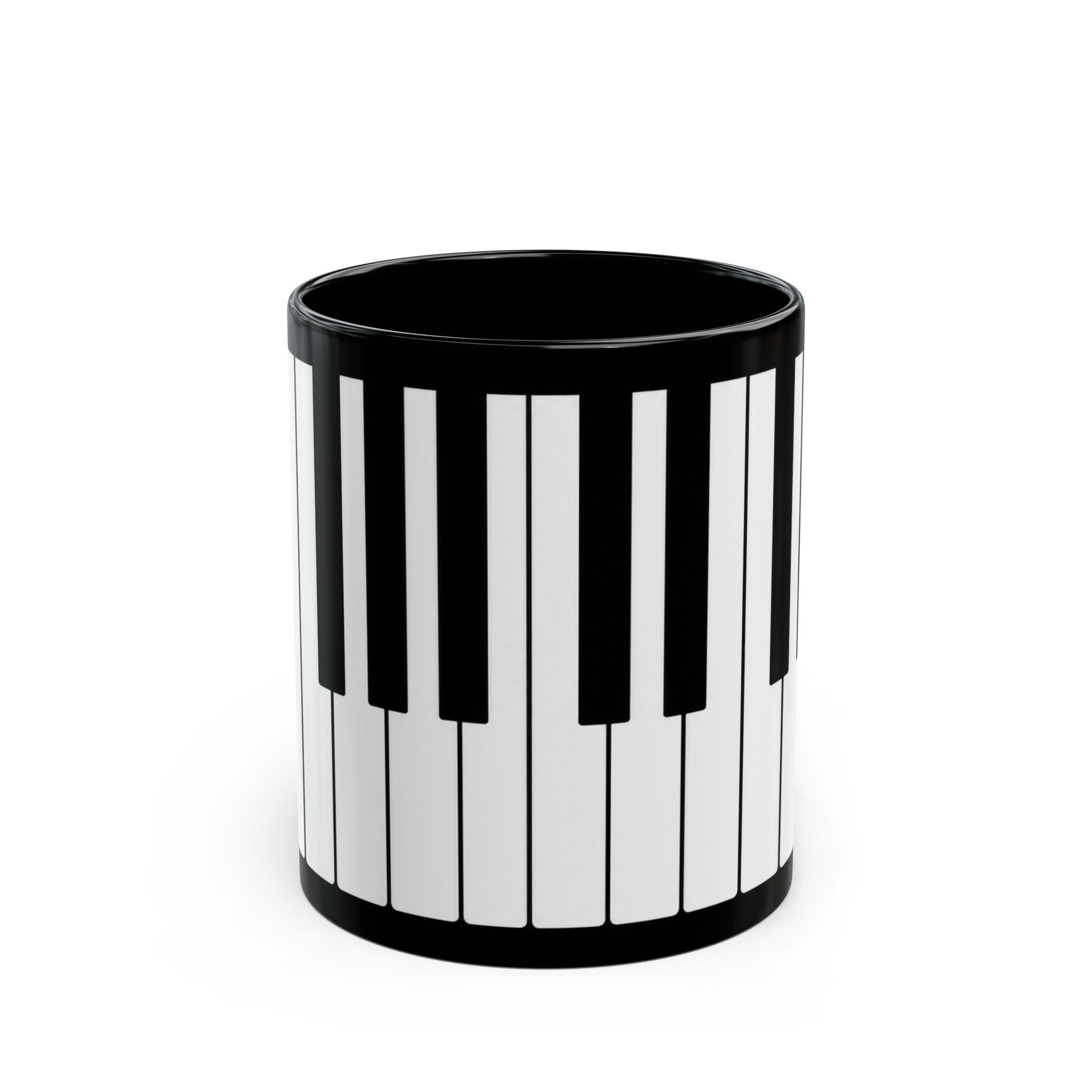 Piano Keyboard Black Coffee Mug – Musician Gift, 11oz & 15oz