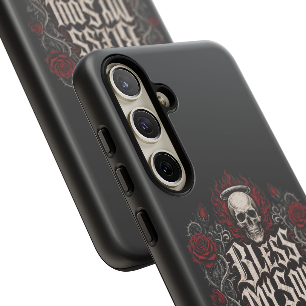 Bless My Soul Rock and Roll Phone Case — Gothic Skull & Roses Tough Case