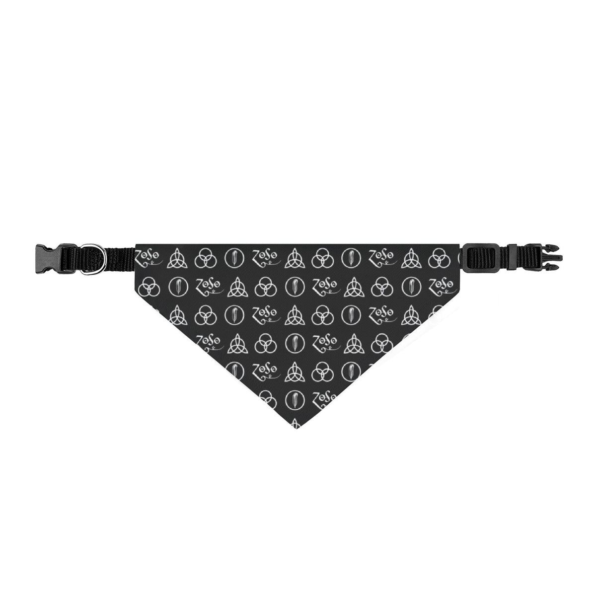 Clip-On Pet Bandana — Black Patterned Led Zeppelin Collar Scarf for Dogs & Cats