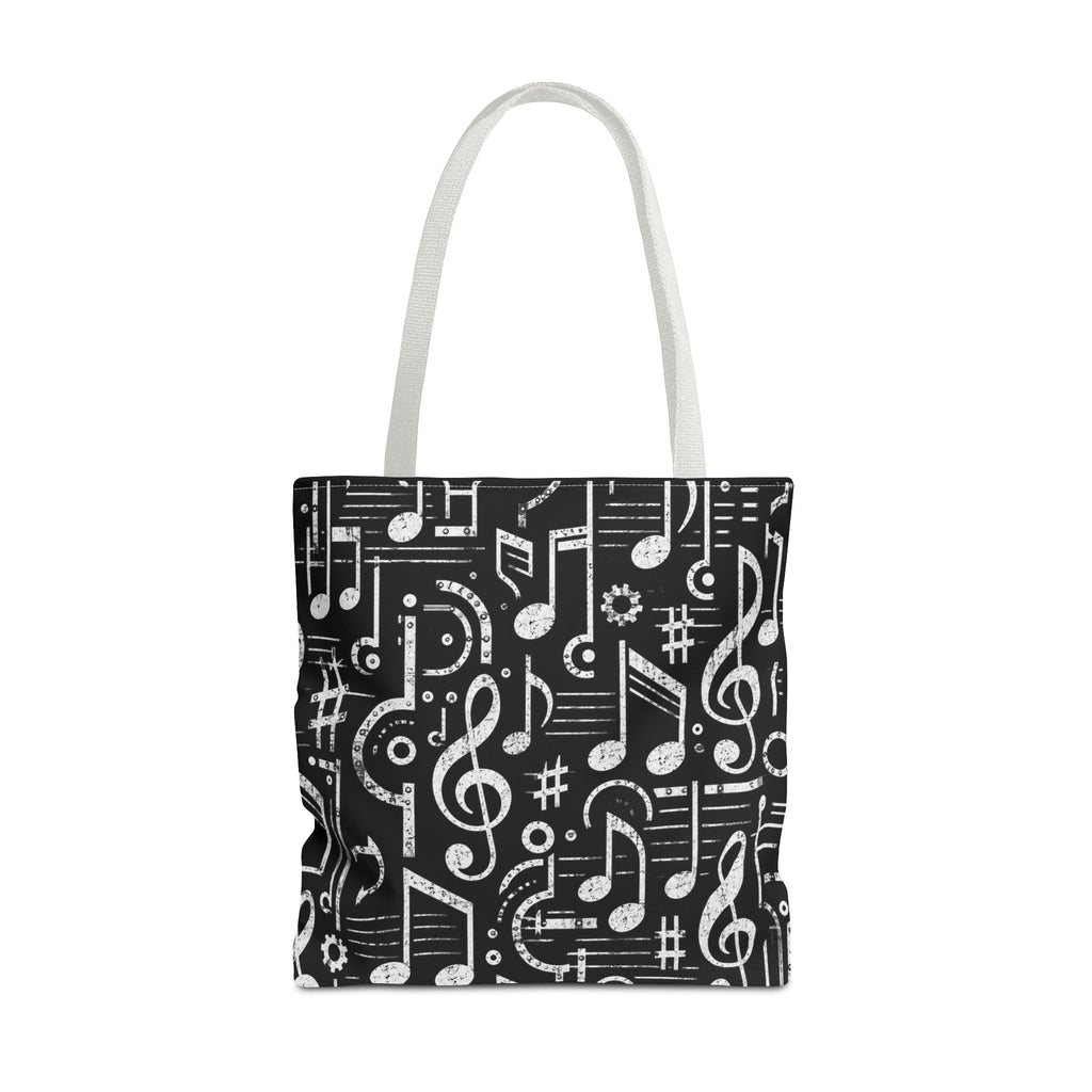 Musical Notes Pattern Tote Bag – Black & White Music Lover AOP Tote