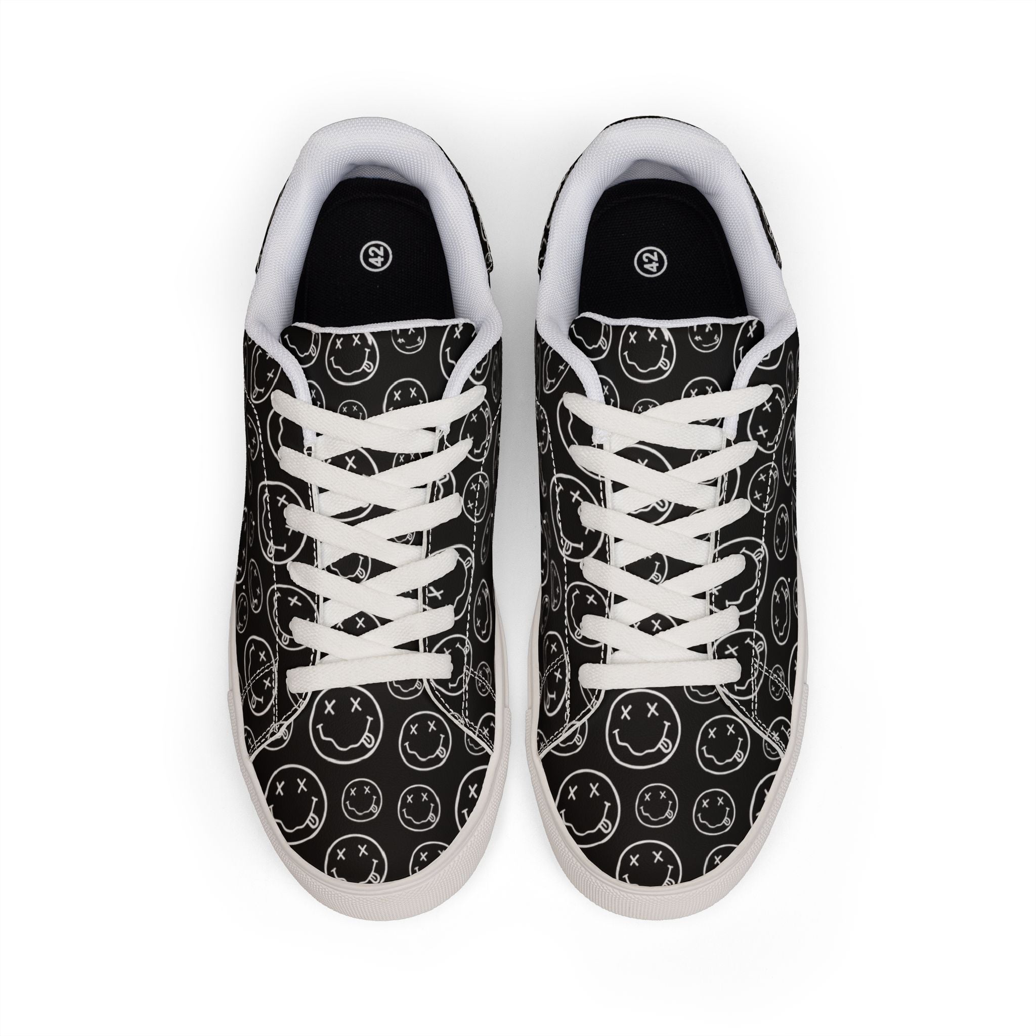 Copy of PU Leather Sneakers — Nirvana symbols Low-Top Shoes