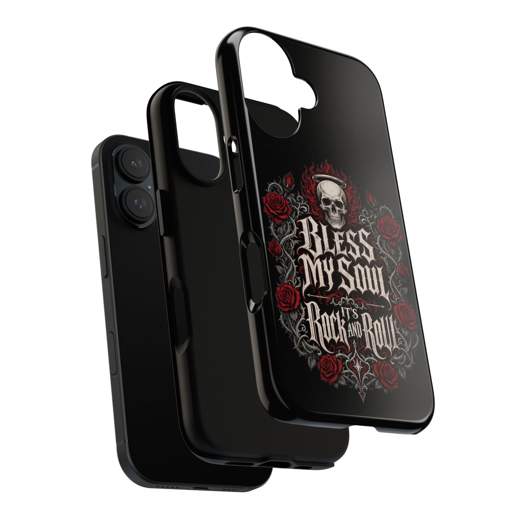 Bless My Soul Rock and Roll Phone Case — Gothic Skull & Roses Tough Case
