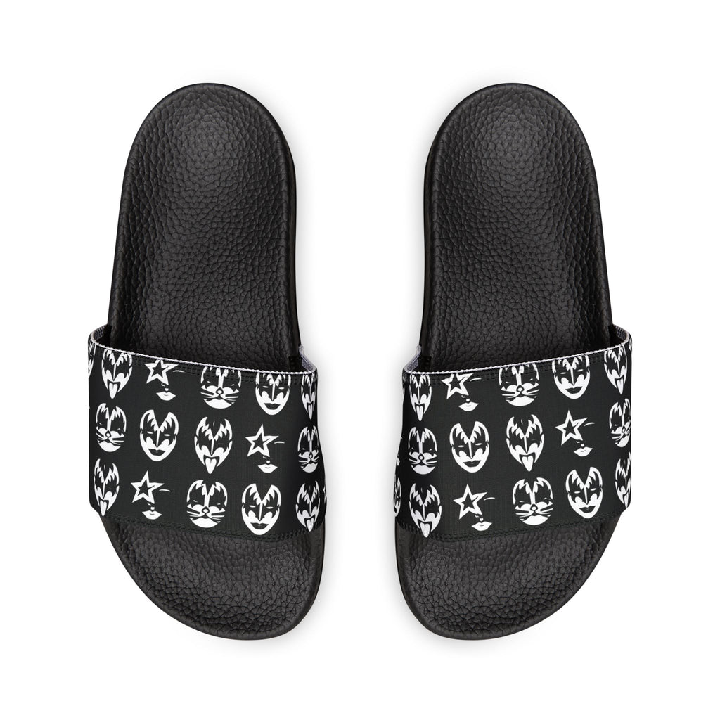 Men's Removable-Strap Sandals — Kiss tribute Black Skull Pattern Slide Sandals