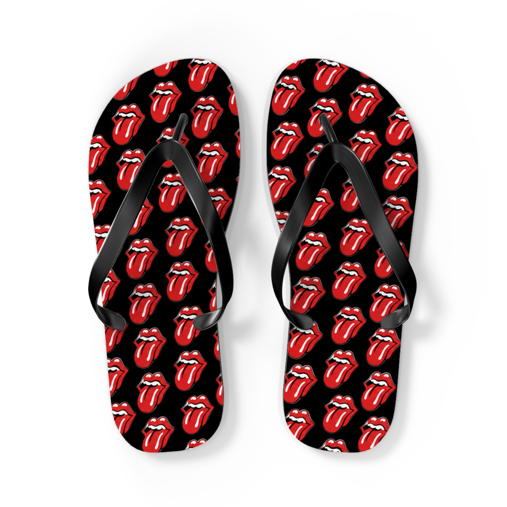 Rolling Stones Flip Flops — Black, Red & White Rock Star Beach Sandals