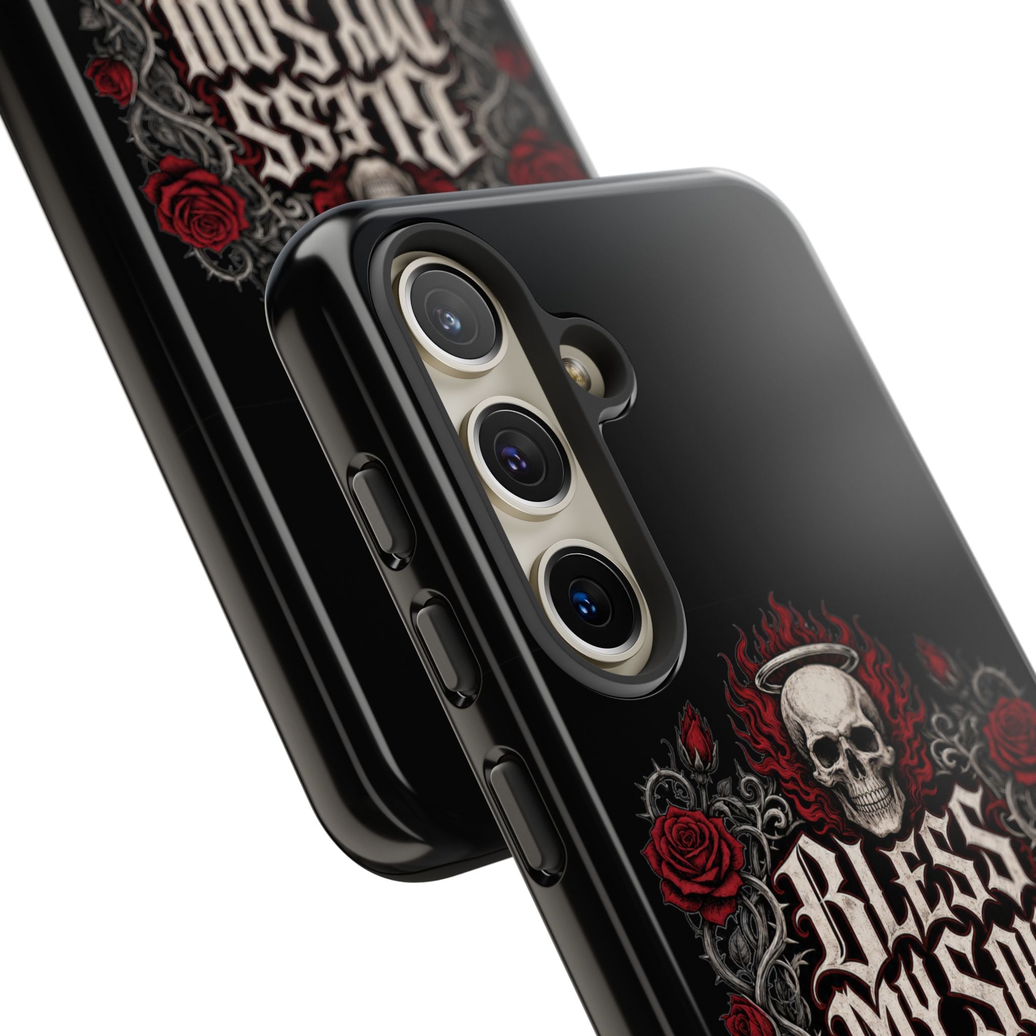 Bless My Soul Rock and Roll Phone Case — Gothic Skull & Roses Tough Case