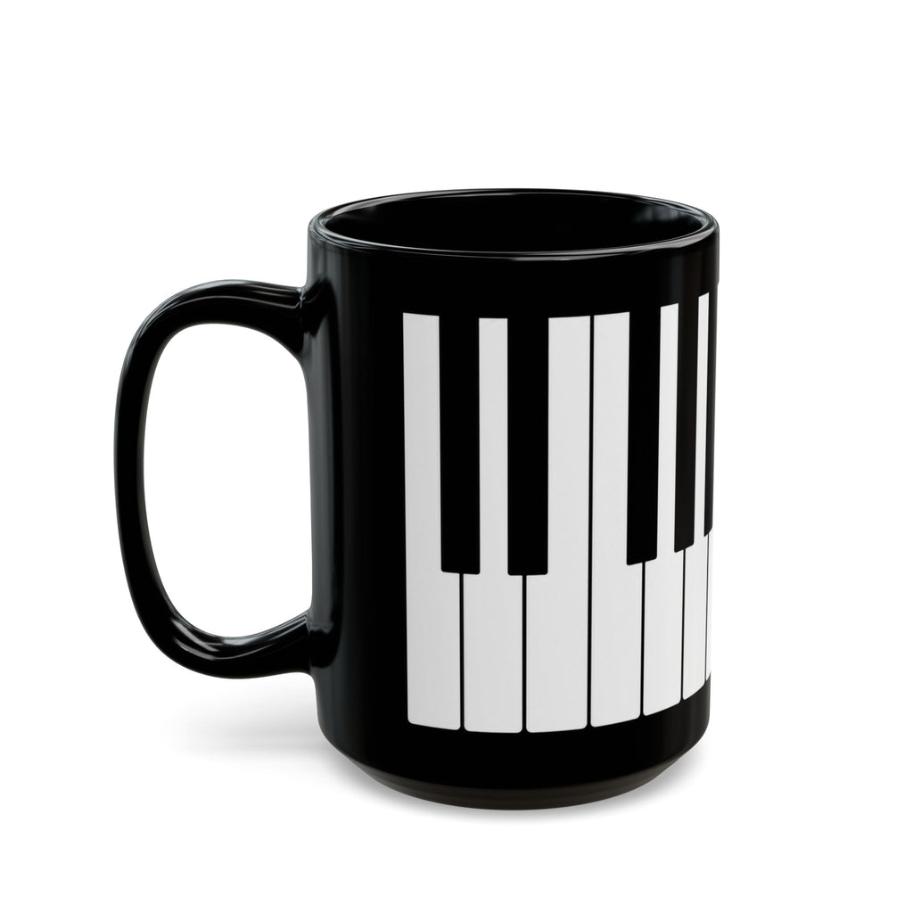 Piano Keyboard Black Coffee Mug – Musician Gift, 11oz & 15oz