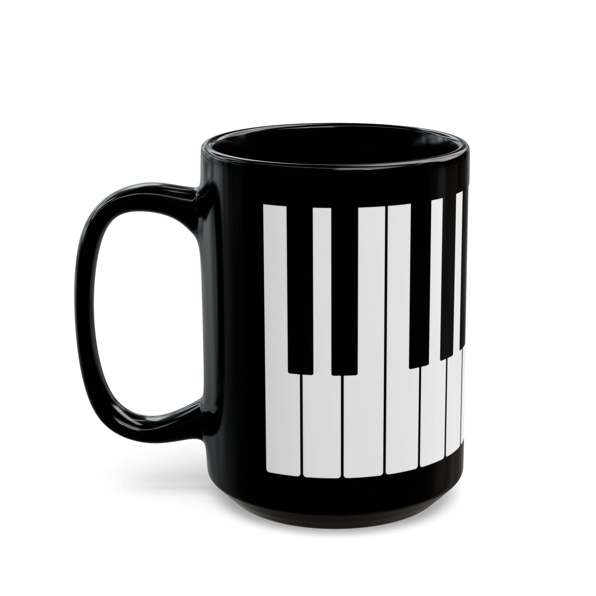 Piano Keyboard Black Coffee Mug – Musician Gift, 11oz & 15oz