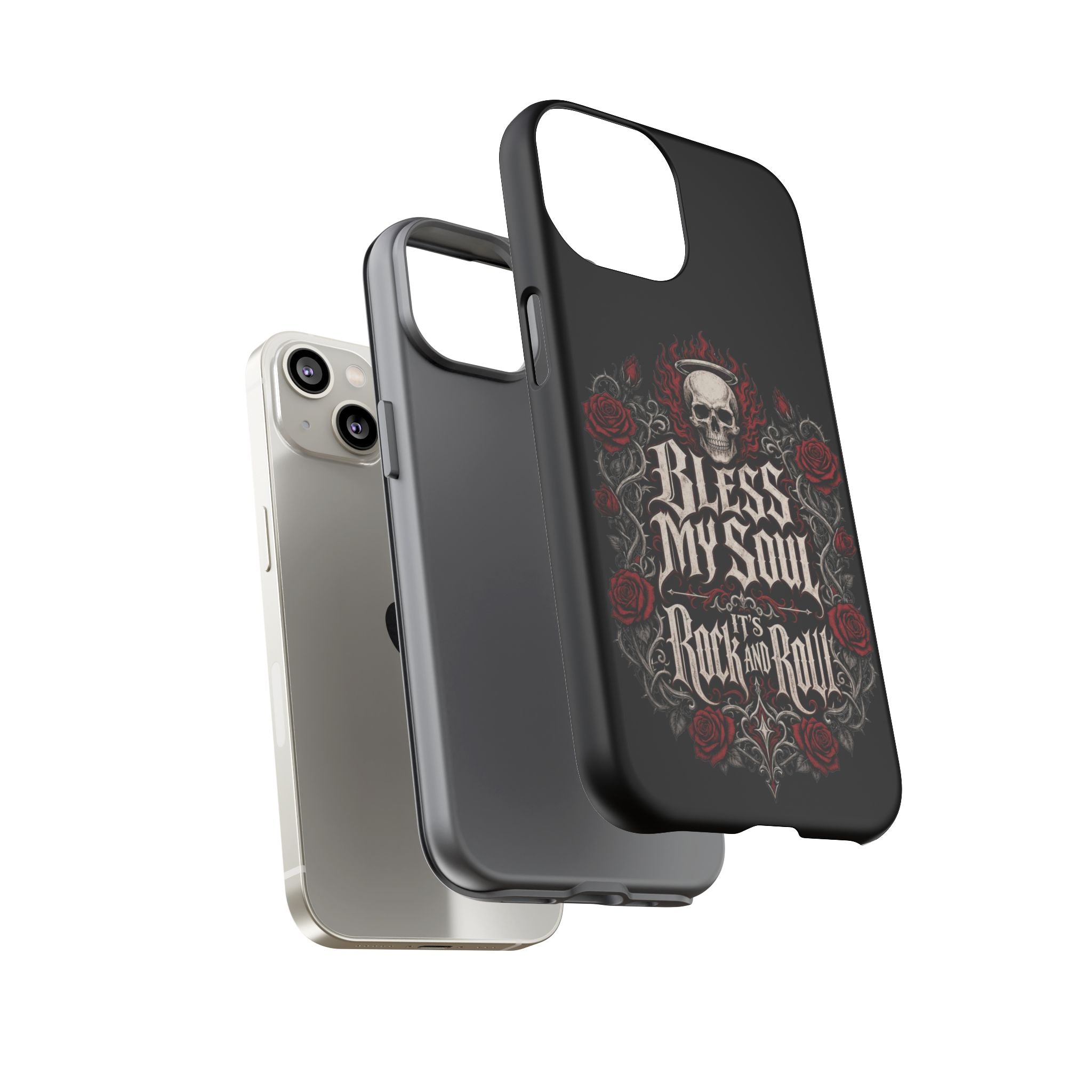 Bless My Soul Rock and Roll Phone Case — Gothic Skull & Roses Tough Case