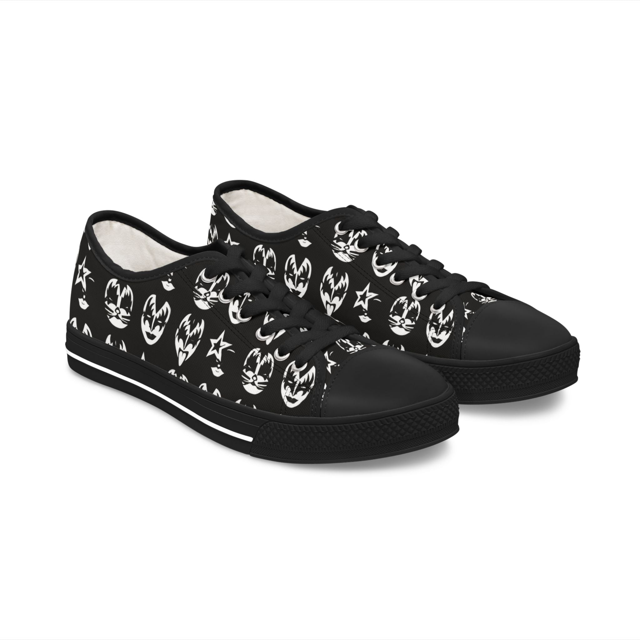 Kiss Band Face Pattern Women's Low Top Sneakers