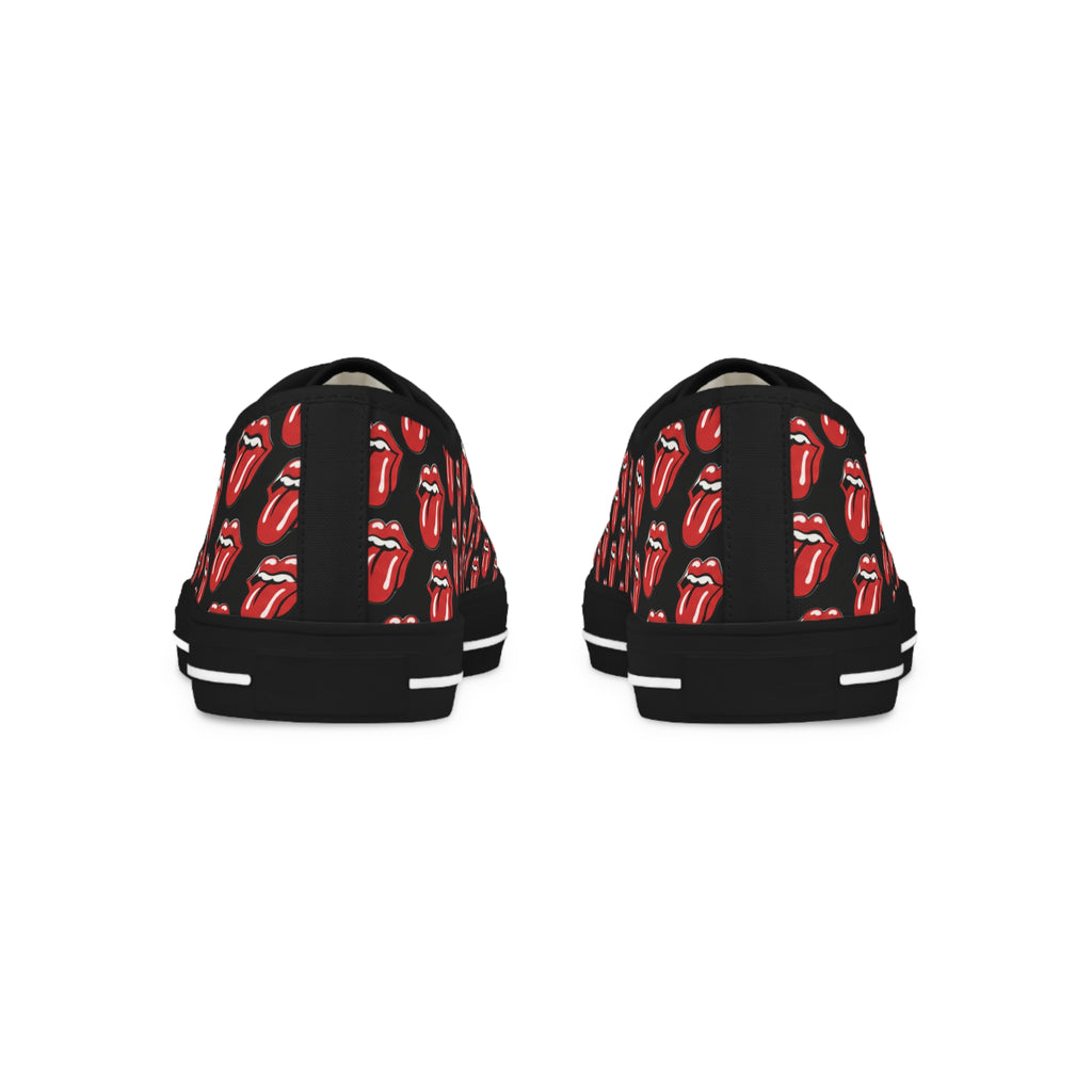 Men's Black Low-Top Sneakers with Rolling Stones Pattern