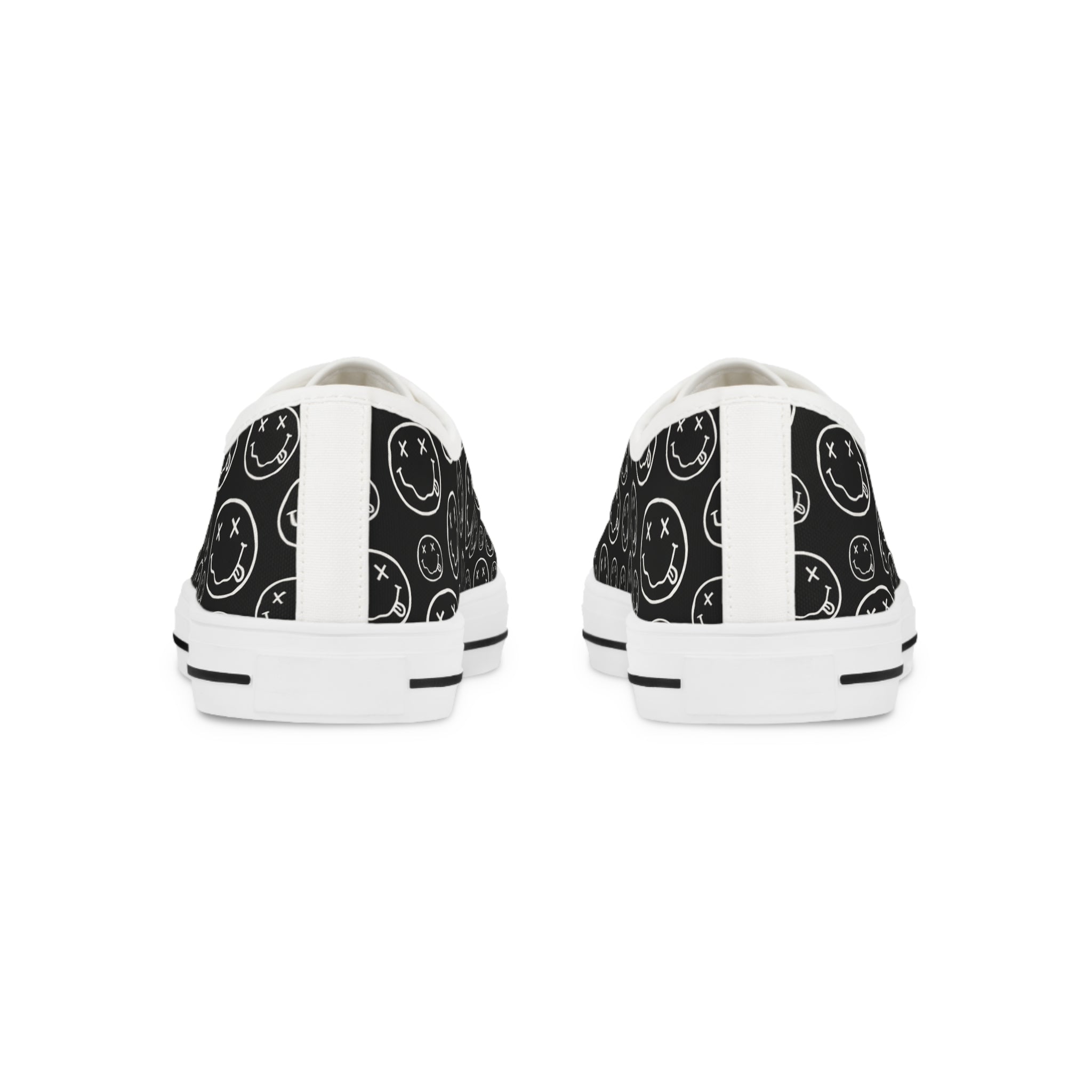 Black Low-Top Sneakers with Nirvana Pattern