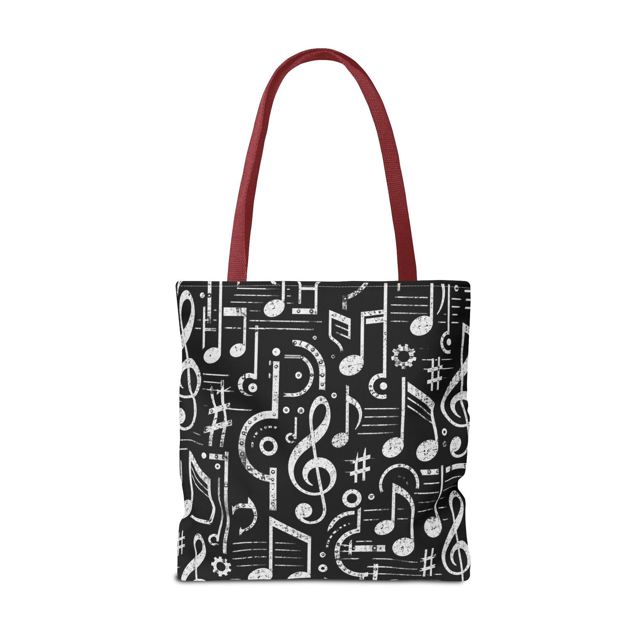 Musical Notes Pattern Tote Bag – Black & White Music Lover AOP Tote