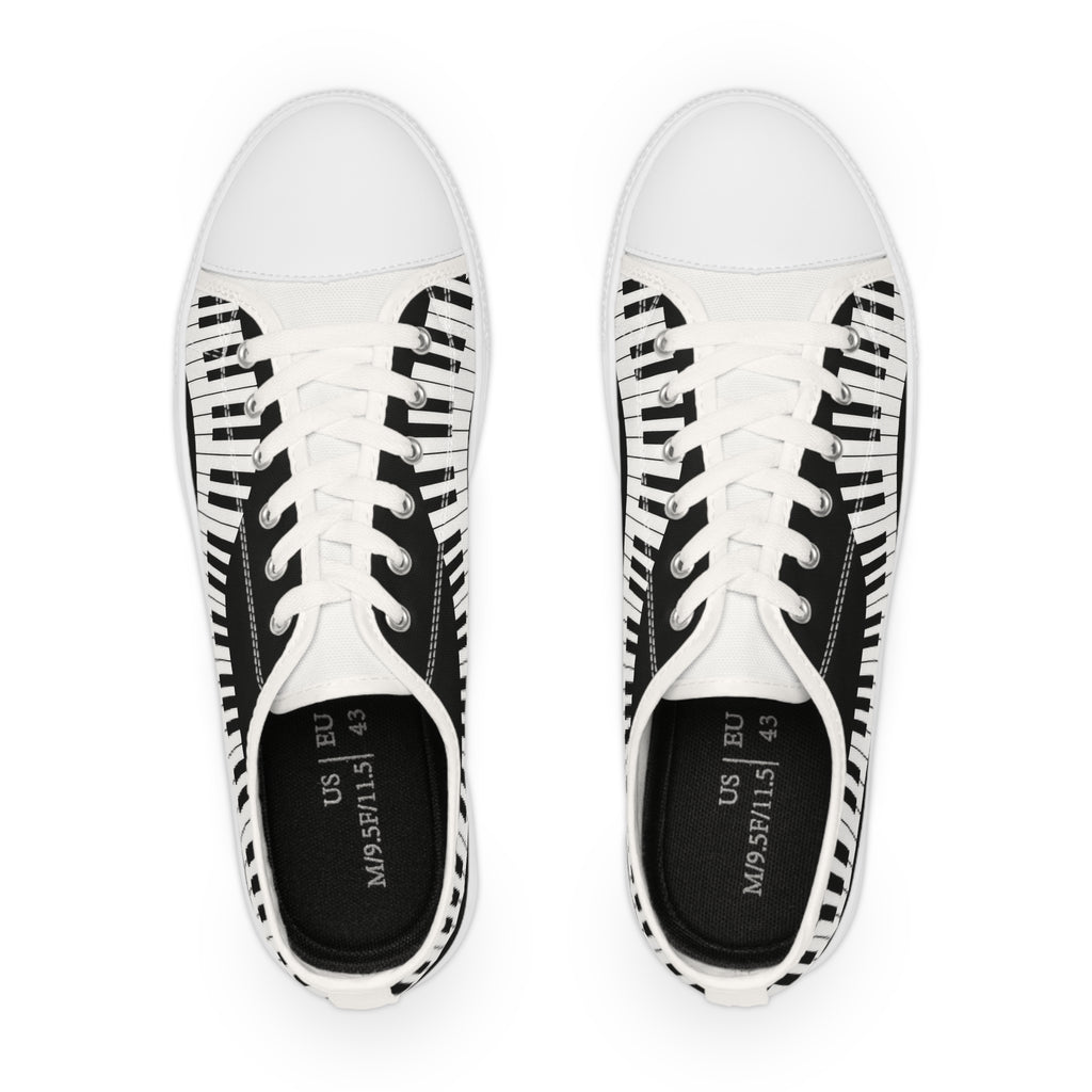 Piano Keys Men’s Low Top Sneakers — Black & White Musical Canvas Shoes