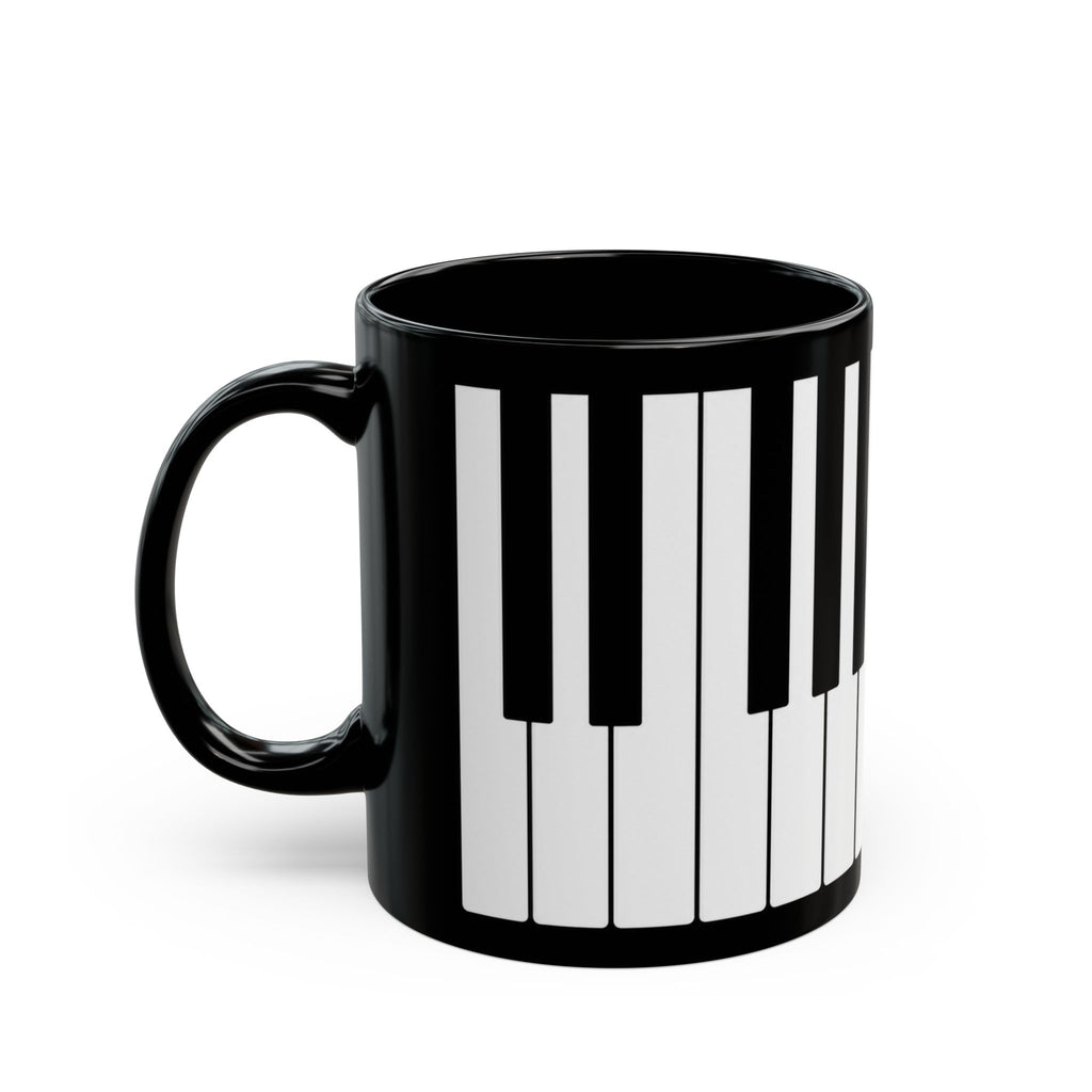 Piano Keyboard Black Coffee Mug – Musician Gift, 11oz & 15oz