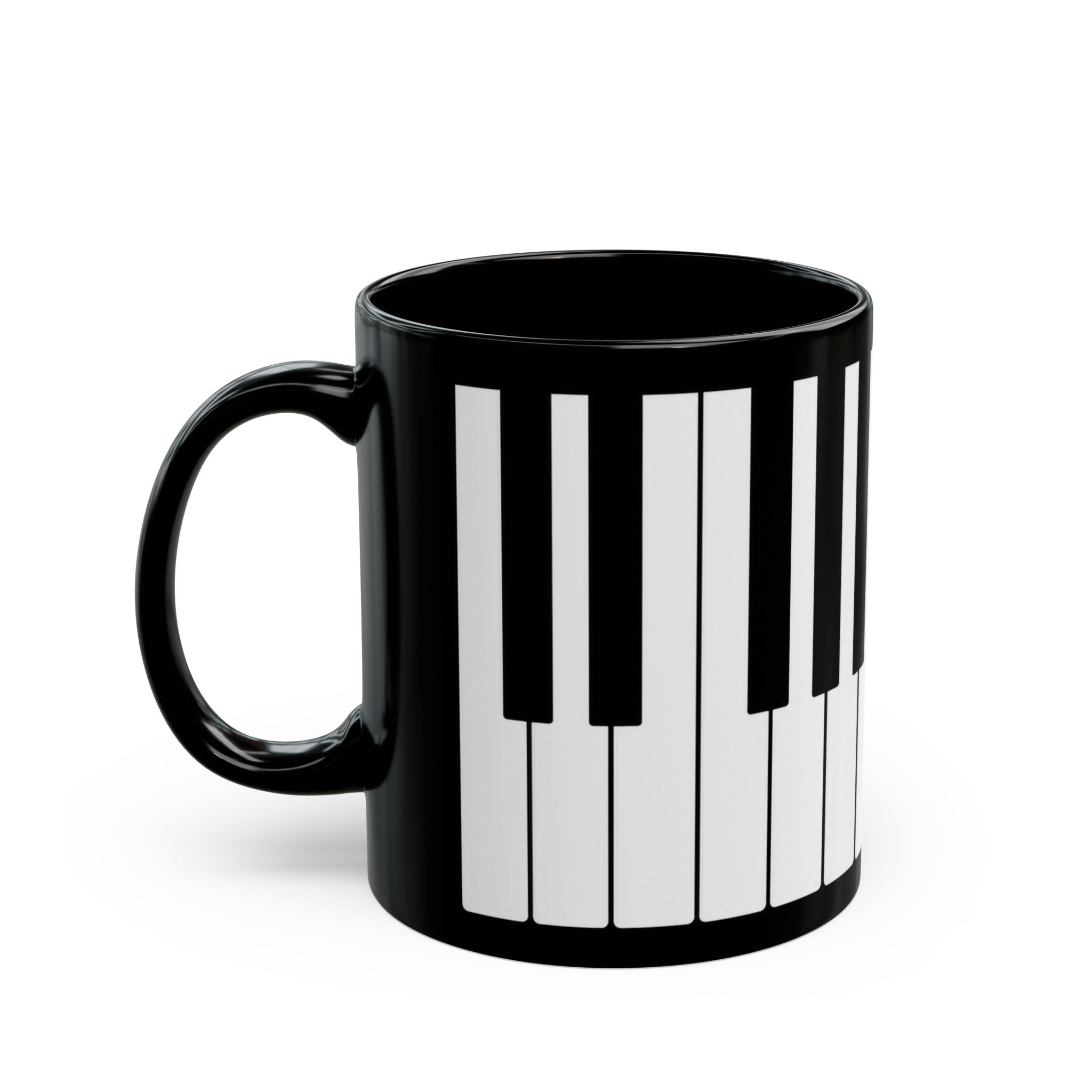 Piano Keyboard Black Coffee Mug – Musician Gift, 11oz & 15oz