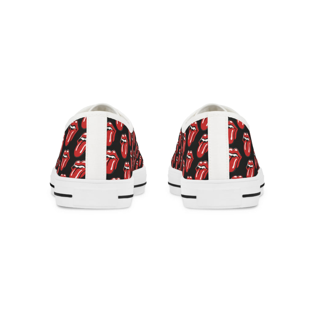 Men's Black Low-Top Sneakers with Rolling Stones Pattern