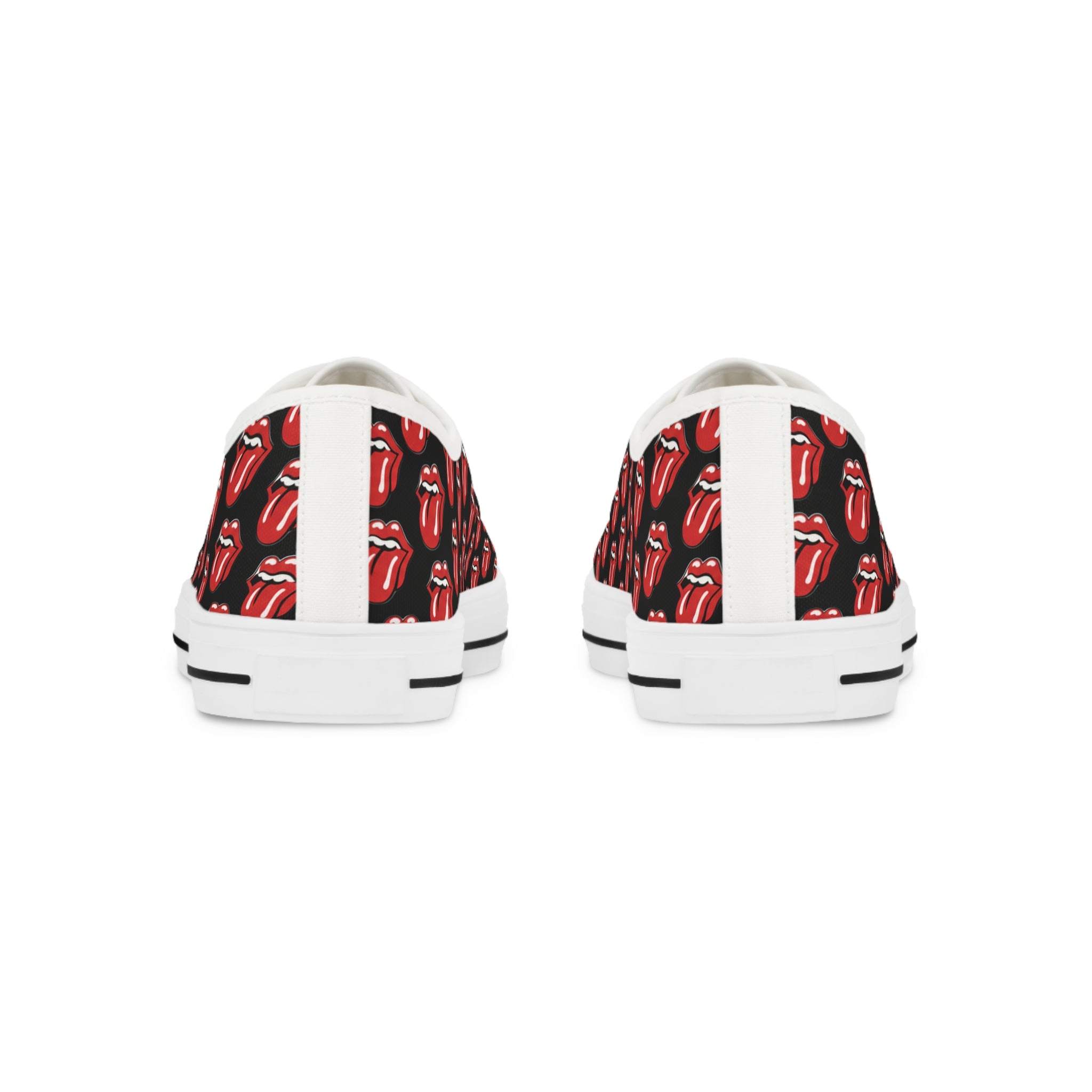 Men's Black Low-Top Sneakers with Rolling Stones Pattern