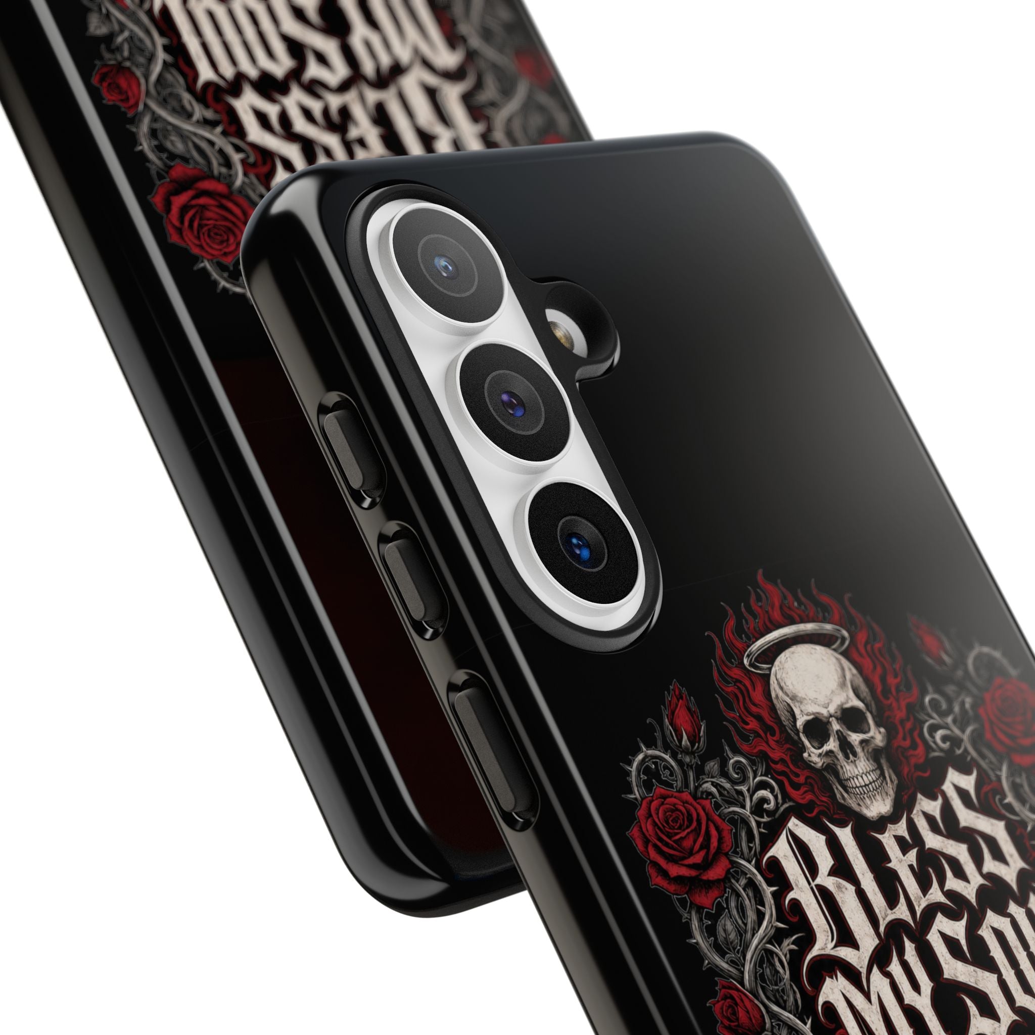 Bless My Soul Rock and Roll Phone Case — Gothic Skull & Roses Tough Case