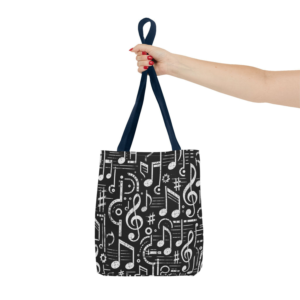 Musical Notes Pattern Tote Bag – Black & White Music Lover AOP Tote