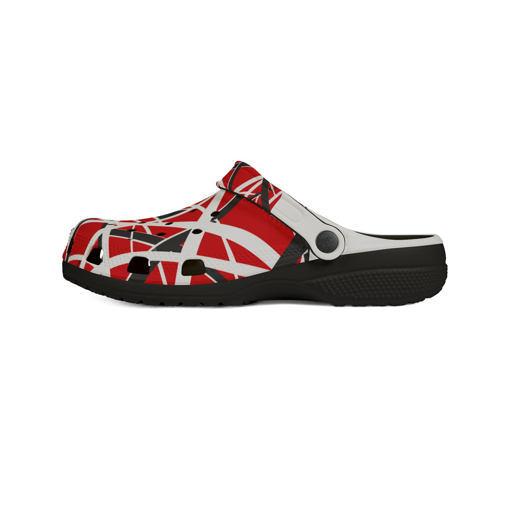 EVH Van Halen Tribute bold - Abstract Red Striped Clog Shoes