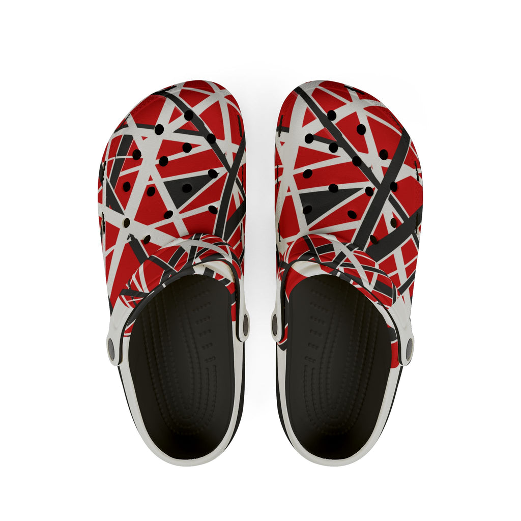 EVH Van Halen Tribute bold - Abstract Red Striped Clog Shoes