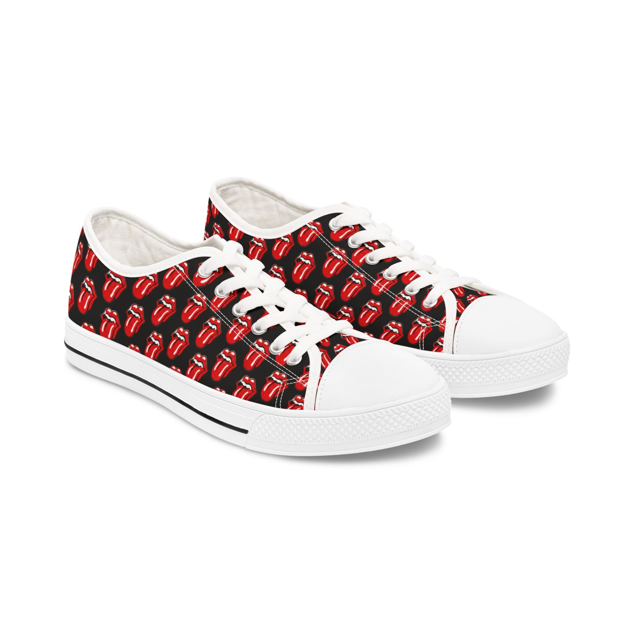 Women's Low Top Sneakers —Rolling Stones Pattern Casual Canvas Shoes