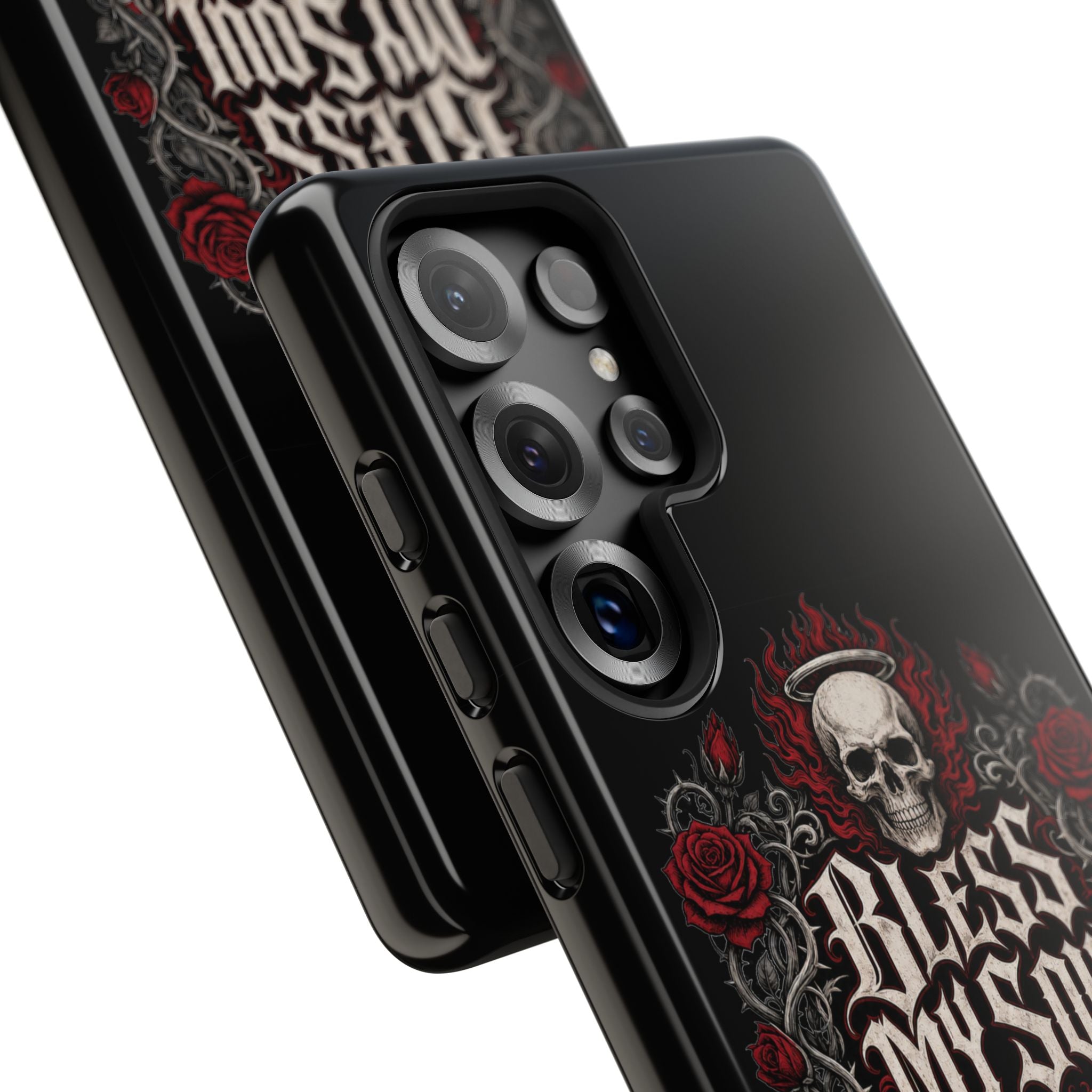 Bless My Soul Rock and Roll Phone Case — Gothic Skull & Roses Tough Case