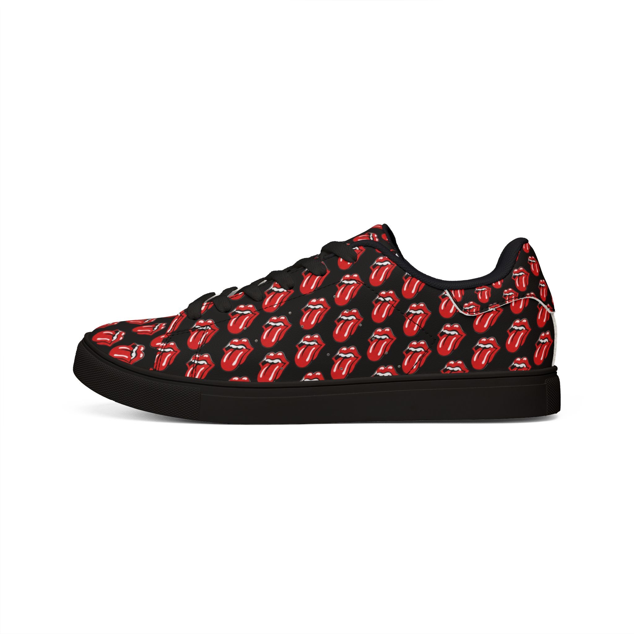 PU Leather Sneakers — Rolling Stones symbols Low-Top Shoes