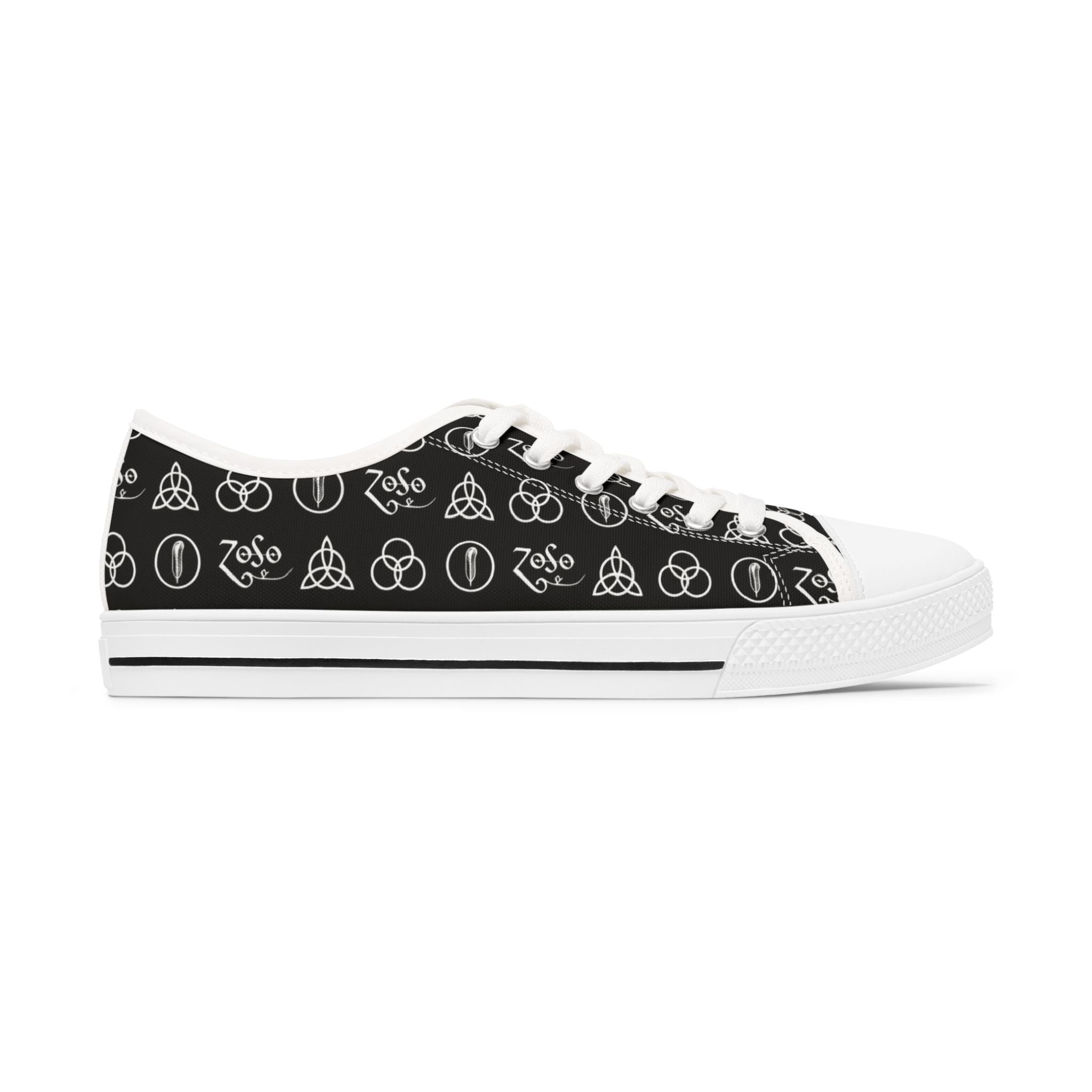 Women's Low Top Sneakers —Led Zeppelin Pattern Casual Canvas Shoes