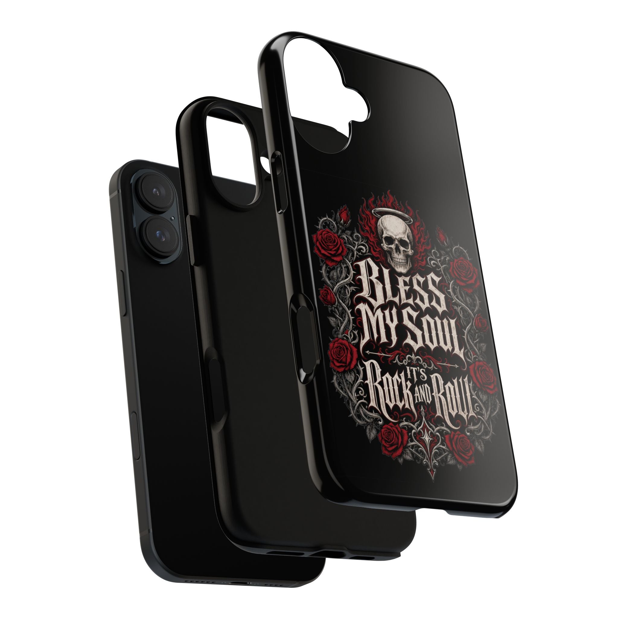 Bless My Soul Rock and Roll Phone Case — Gothic Skull & Roses Tough Case
