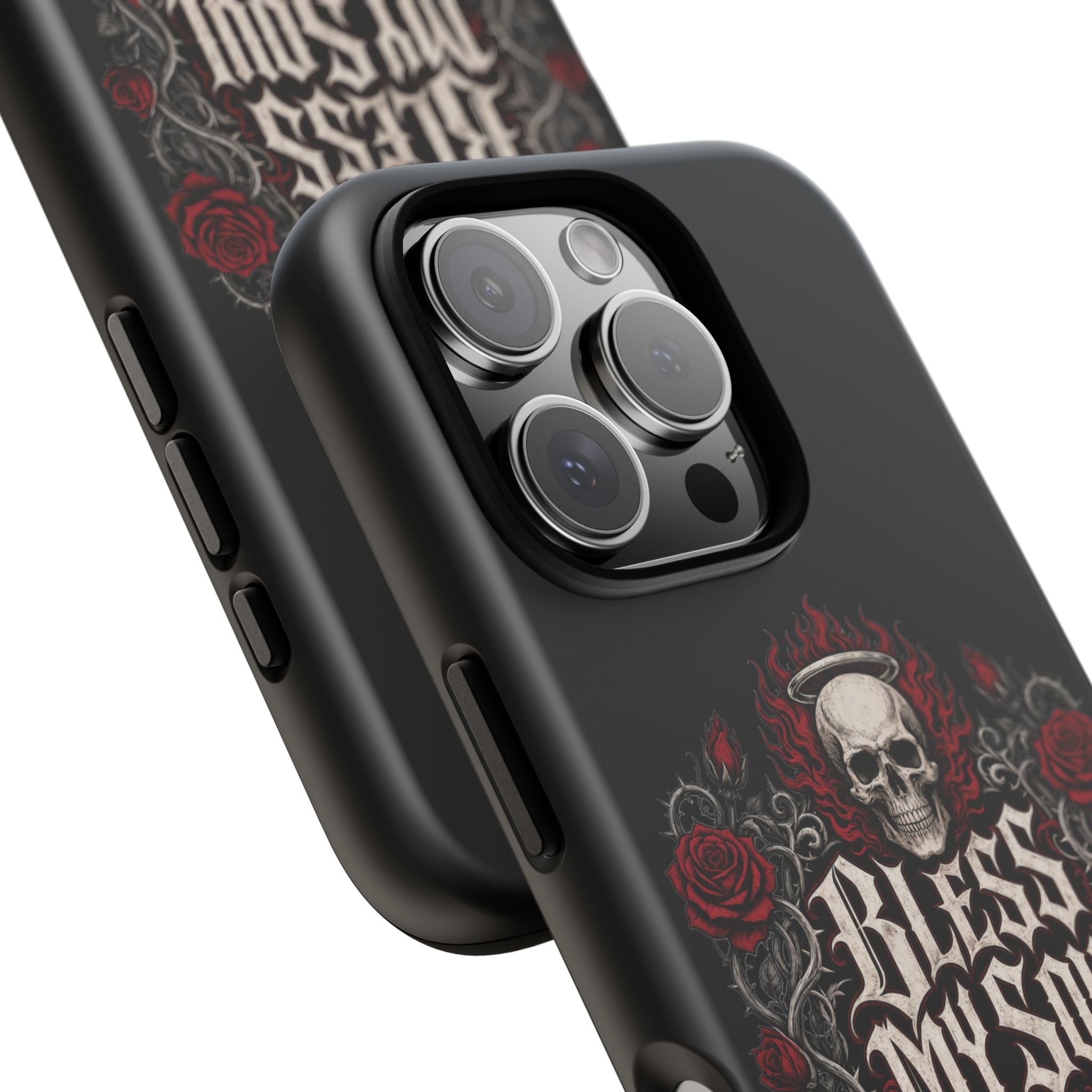 Bless My Soul Rock and Roll Phone Case — Gothic Skull & Roses Tough Case