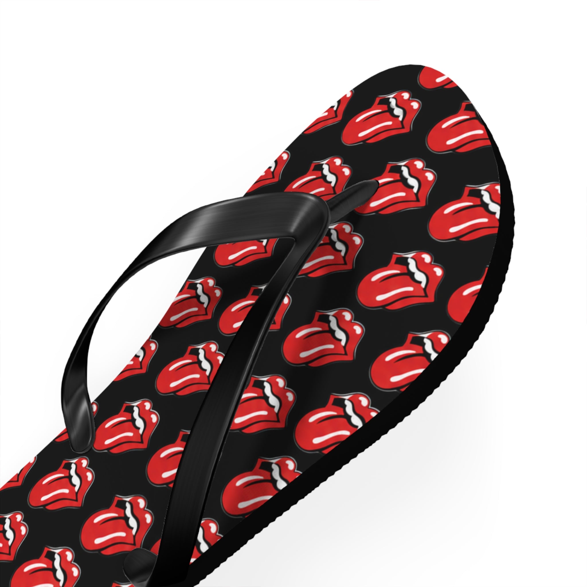 Rolling Stones Flip Flops — Black, Red & White Rock Star Beach Sandals