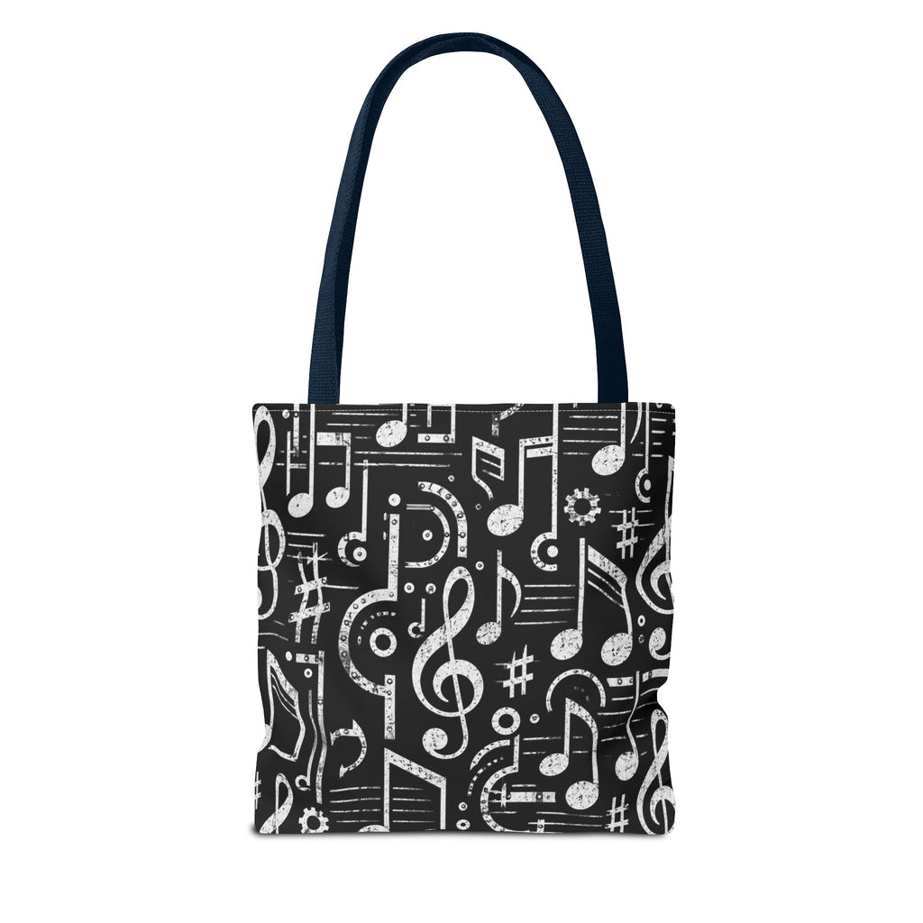 Musical Notes Pattern Tote Bag – Black & White Music Lover AOP Tote