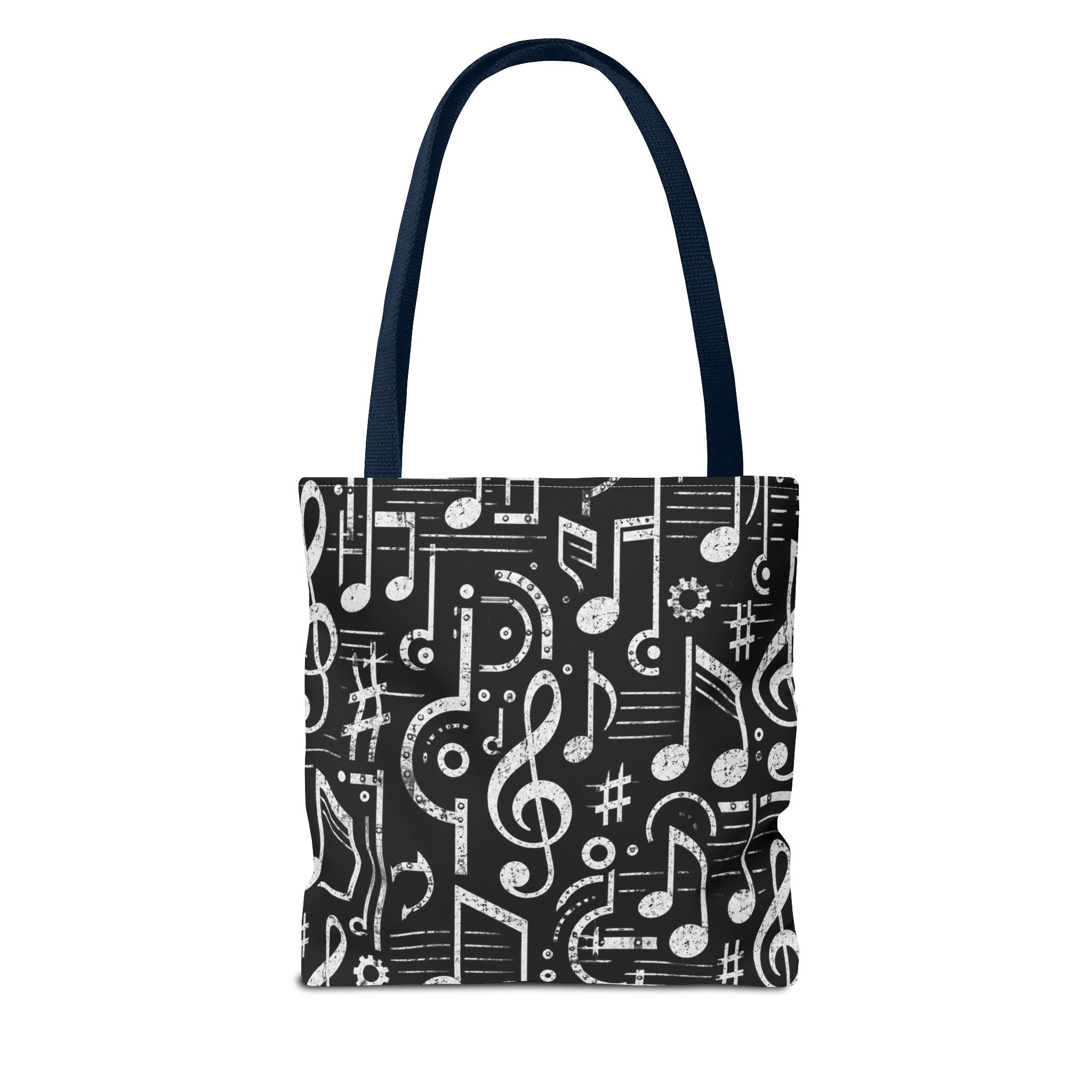 Musical Notes Pattern Tote Bag – Black & White Music Lover AOP Tote