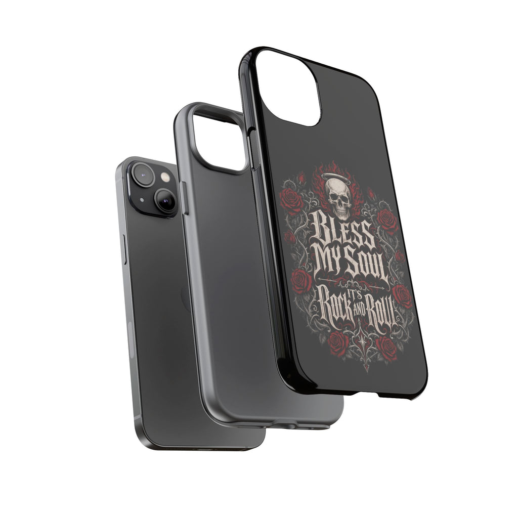 Bless My Soul Rock and Roll Phone Case — Gothic Skull & Roses Tough Case